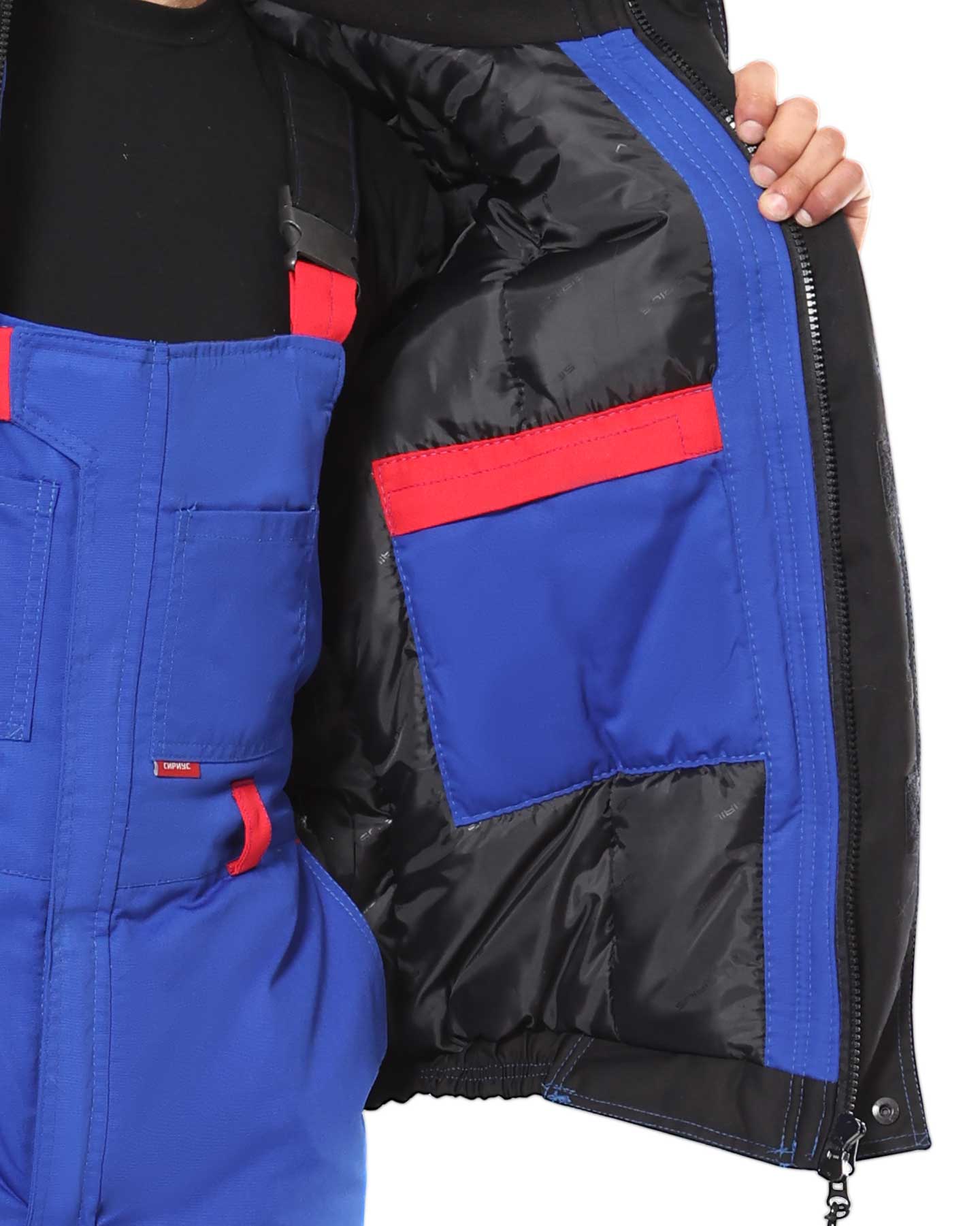 Костюм СИРИУС-СТАН зимний: куртка, п/к васильковый с черным и красным Костюм СИРИУС-СТАН зимний: куртка, п/к васильковый с черным и красным