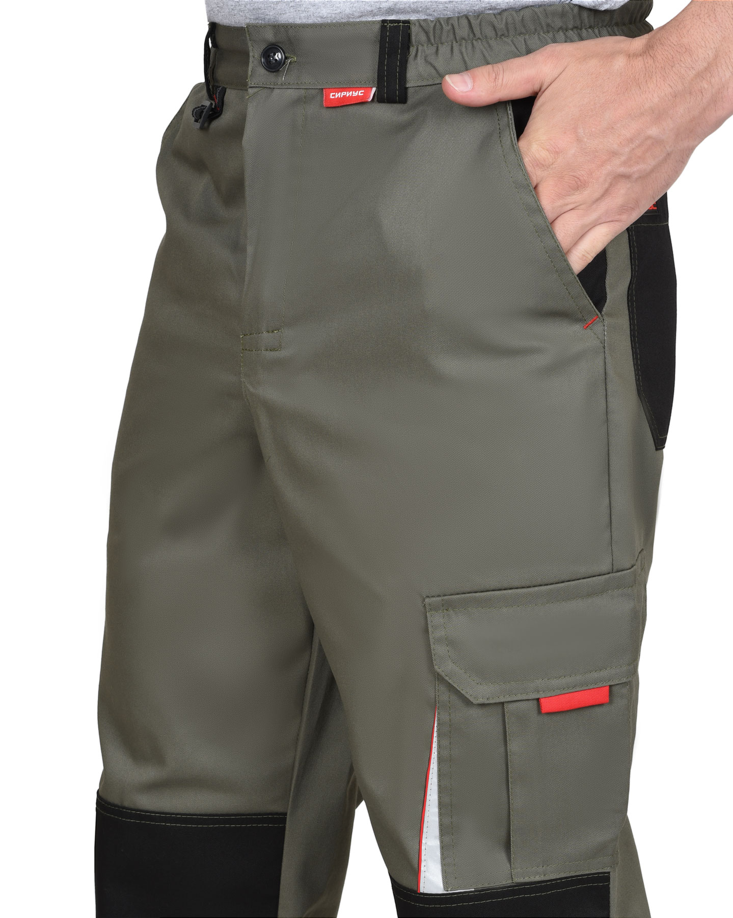 Костюм СИРИУС-СТАН куртка, брюки оливковый с черной и красной отделкой Костюм СИРИУС-СТАН куртка, брюки оливковый с черной и красной отделкой