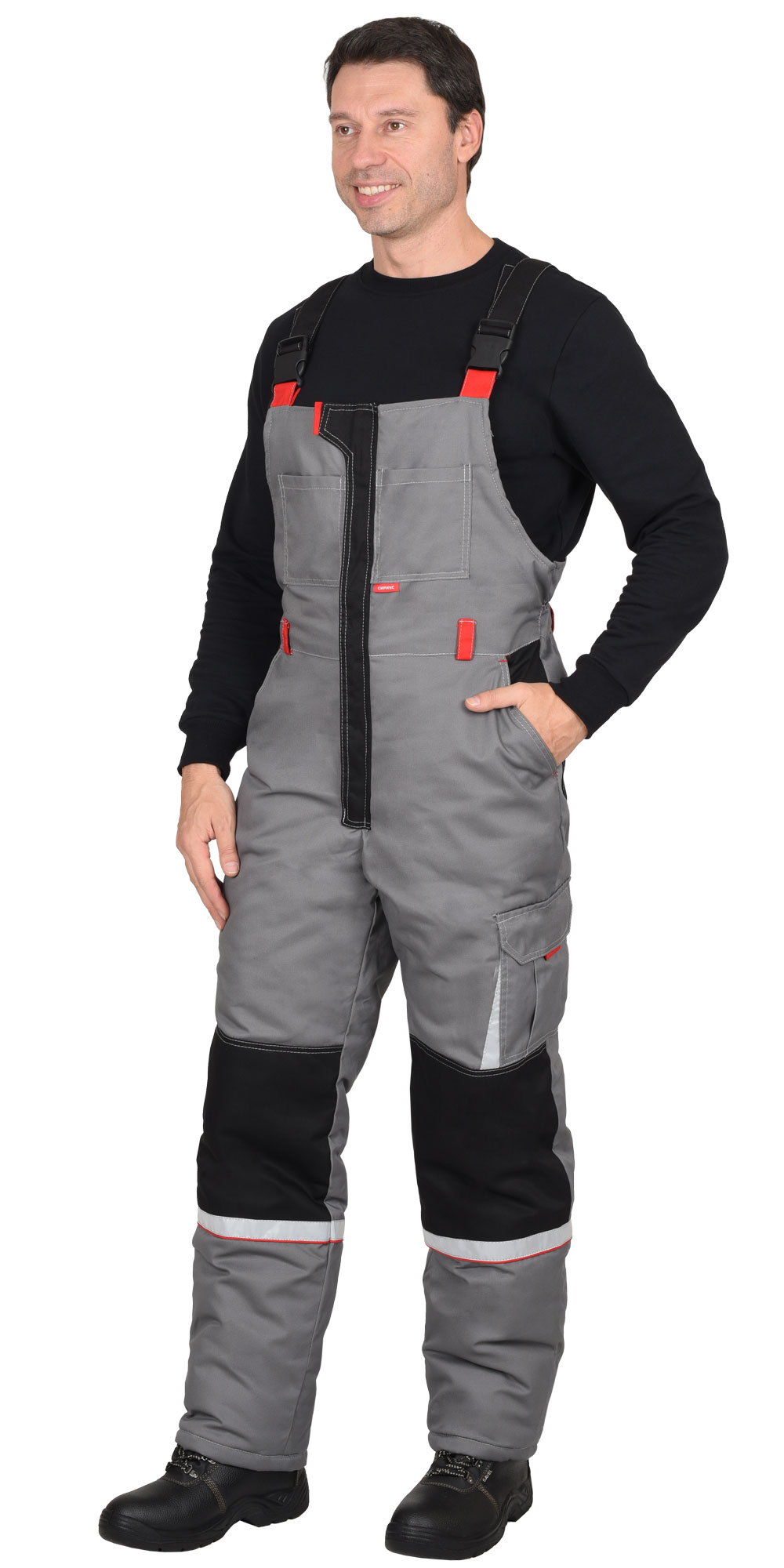 Костюм СИРИУС-СТАН куртка, п/к, серый с черной и красной отделкой Костюм СИРИУС-СТАН куртка, п/к, серый с черной и красной отделкой