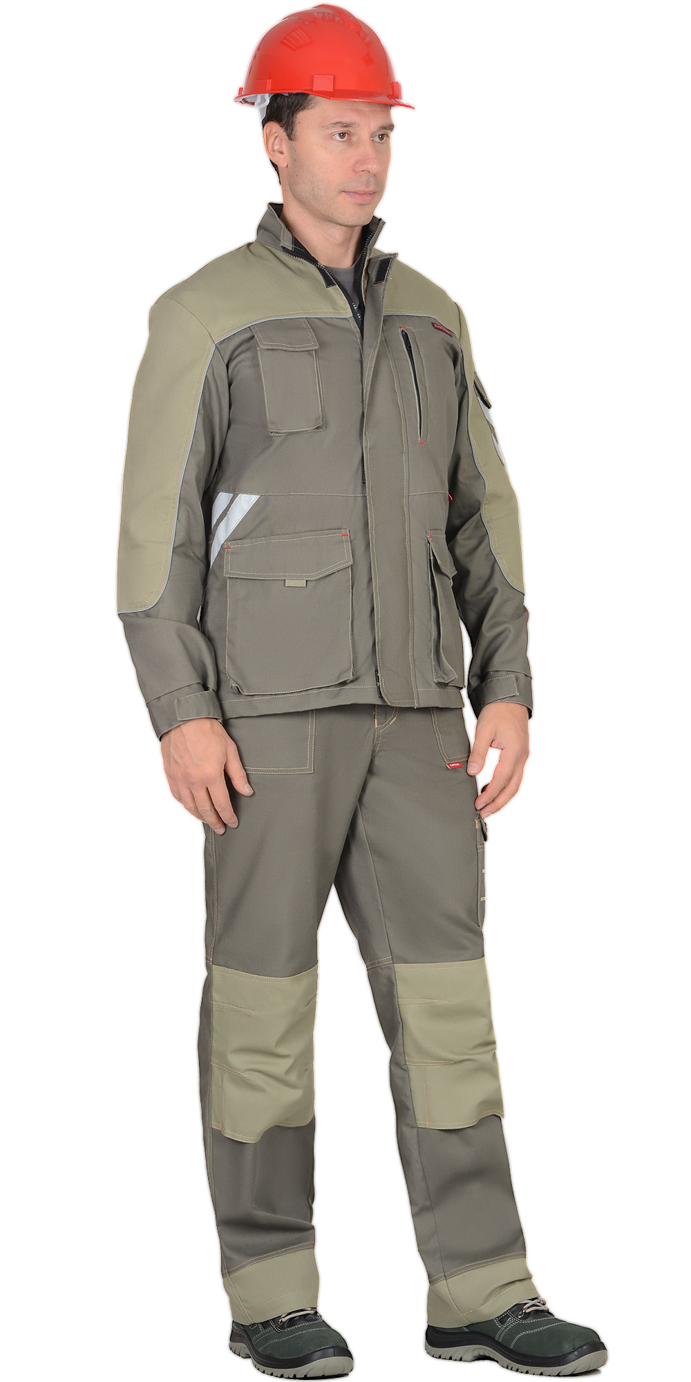 Костюм СИРИУС-ВЕСТ-ВОРК куртка дл, п/к т.оливковый со св.оливковым пл. 275 г/кв.м Костюм СИРИУС-ВЕСТ-ВОРК куртка дл, п/к т.оливковый со св.оливковым пл. 275 г/кв.м