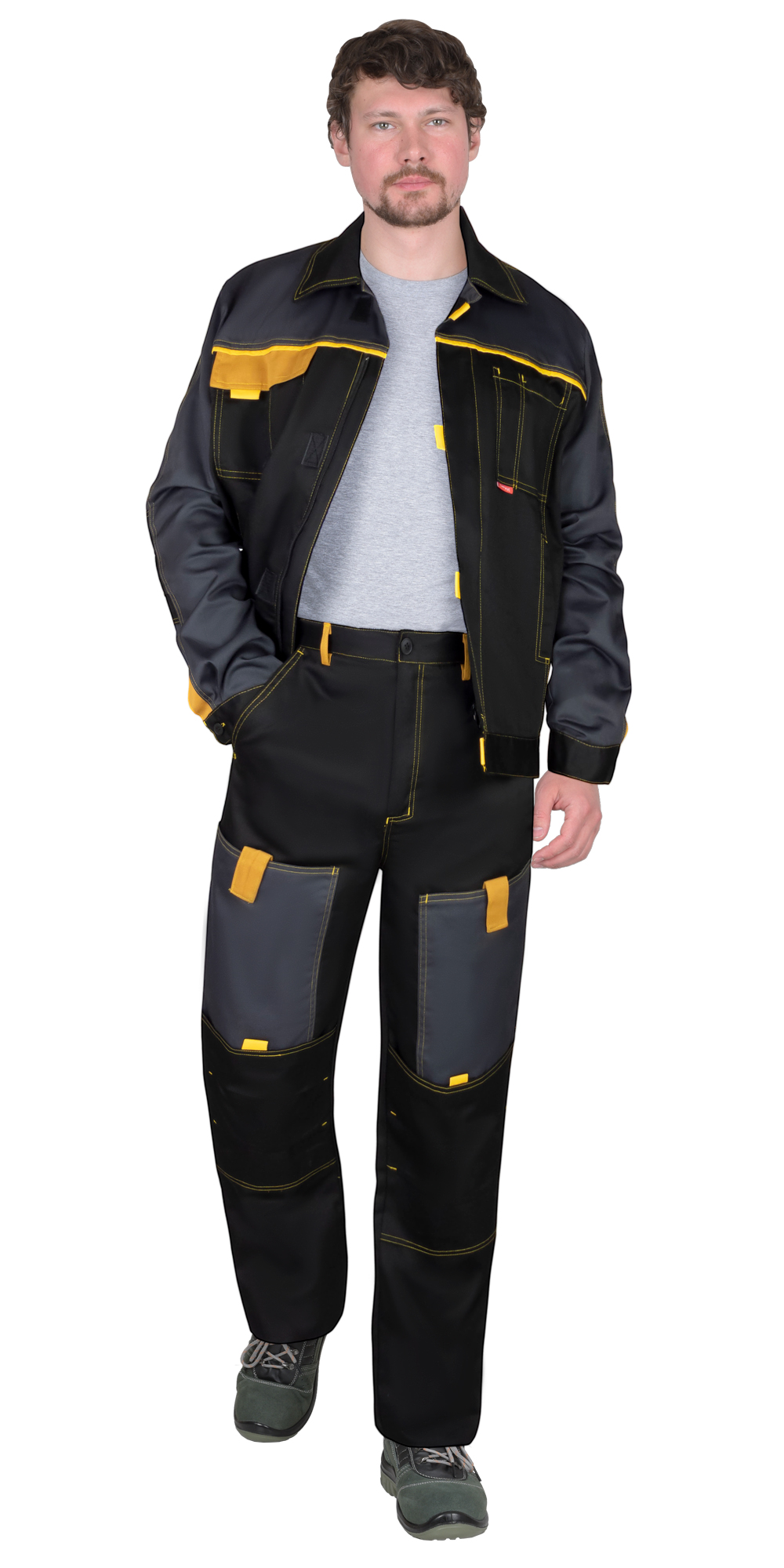 Костюм СИРИУС-ФАВОРИТ куртка, брюки, черный с темно-серым Костюм СИРИУС-ФАВОРИТ куртка, брюки, черный с темно-серым