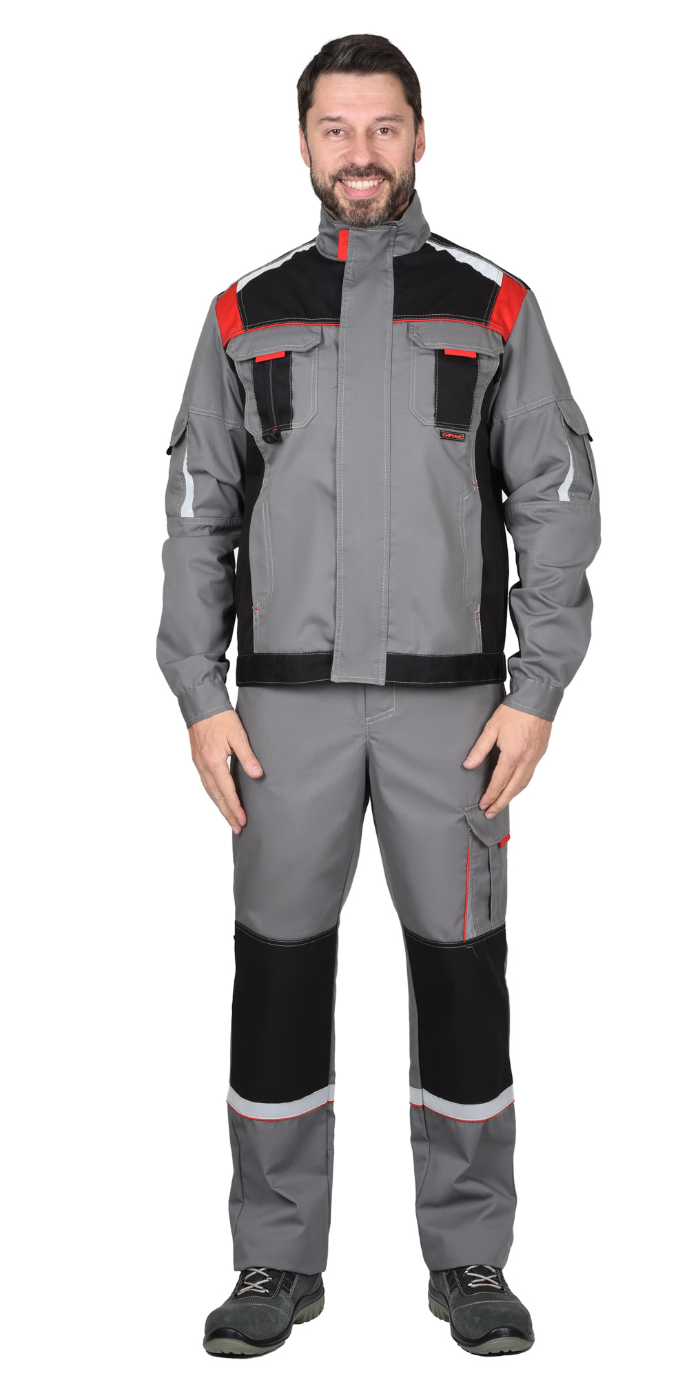 Куртка СИРИУС-СТАН ср-серая с черной и красной отделкой Куртка СИРИУС-СТАН ср-серая с черной и красной отделкой