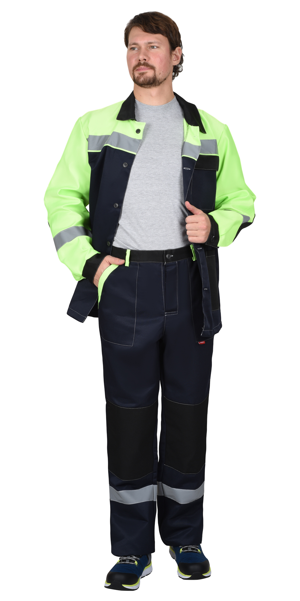 Костюм СИРИУС-ПРОФИЛЬ куртка, брюки, темно-синий с лимонным с черной отделкой и СОП Костюм СИРИУС-ПРОФИЛЬ куртка, брюки, темно-синий с лимонным с черной отделкой и СОП