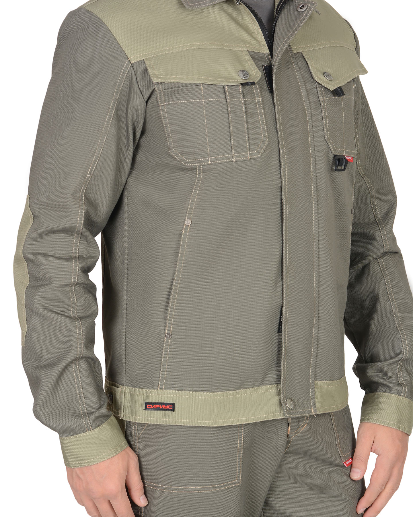 Костюм СИРИУС-ВЕСТ-ВОРК куртка кор., п/к т.оливковый со св.оливковым пл. 275 г/кв.м Костюм СИРИУС-ВЕСТ-ВОРК куртка кор., п/к т.оливковый со св.оливковым пл. 275 г/кв.м