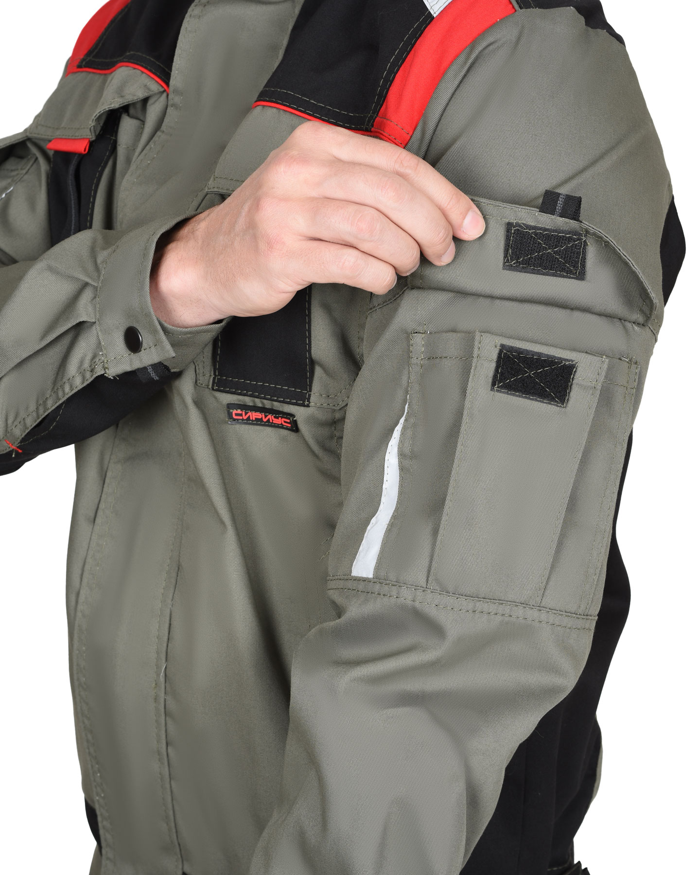 Костюм СИРИУС-СТАН куртка, брюки оливковый с черной и красной отделкой Костюм СИРИУС-СТАН куртка, брюки оливковый с черной и красной отделкой