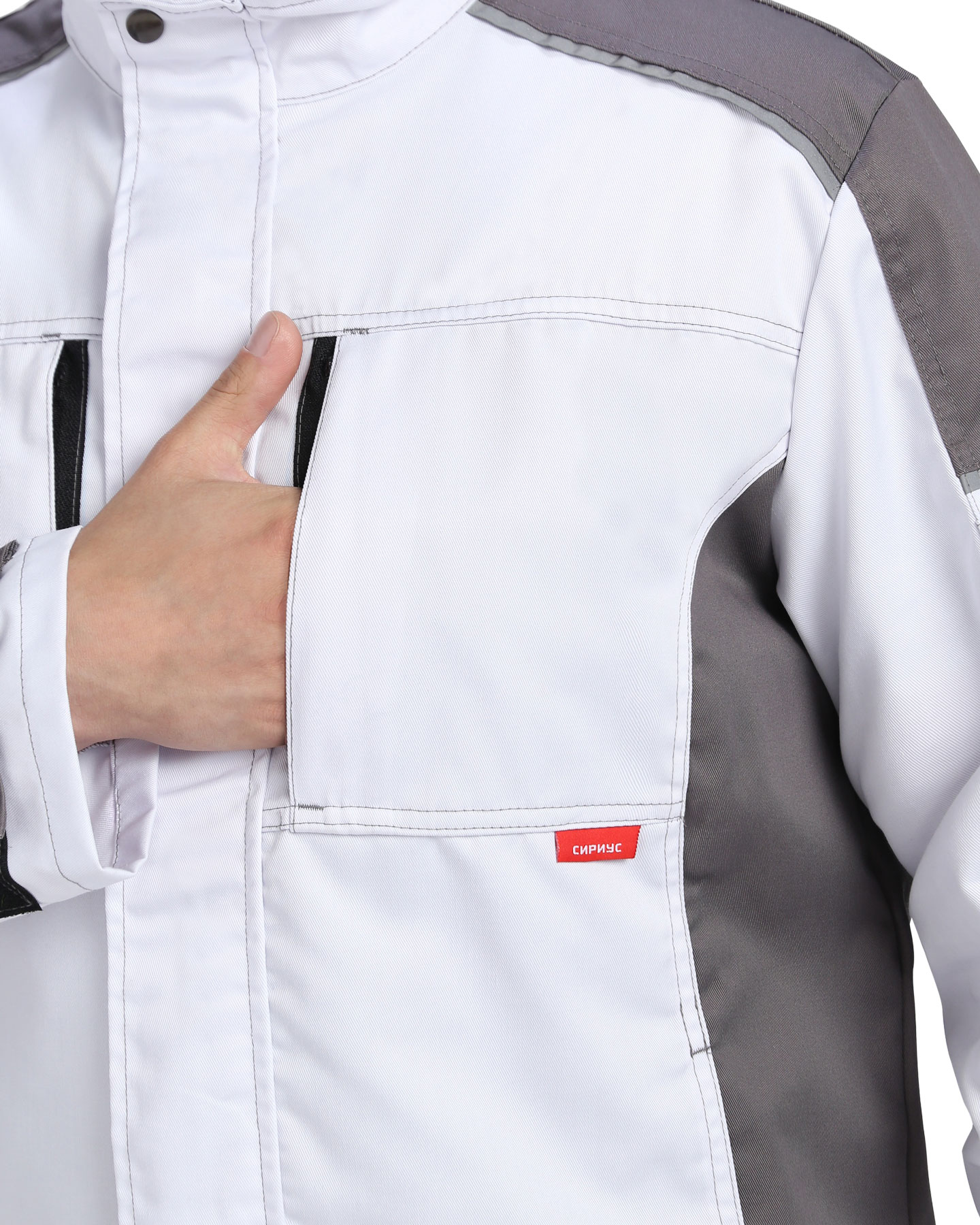 Костюм СИРИУС-ЦИТРИН куртка, п/к белый со средне-серым Костюм СИРИУС-ЦИТРИН куртка, п/к белый со средне-серым