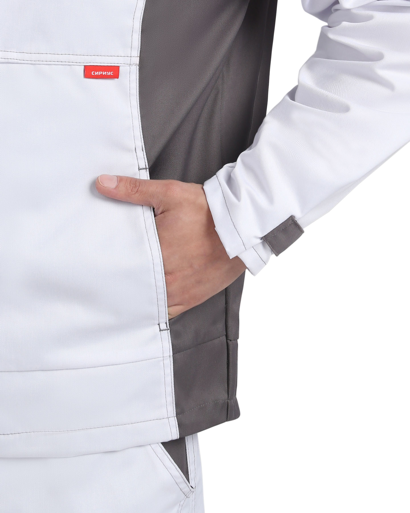 Костюм СИРИУС-ЦИТРИН куртка, п/к белый со средне-серым Костюм СИРИУС-ЦИТРИН куртка, п/к белый со средне-серым