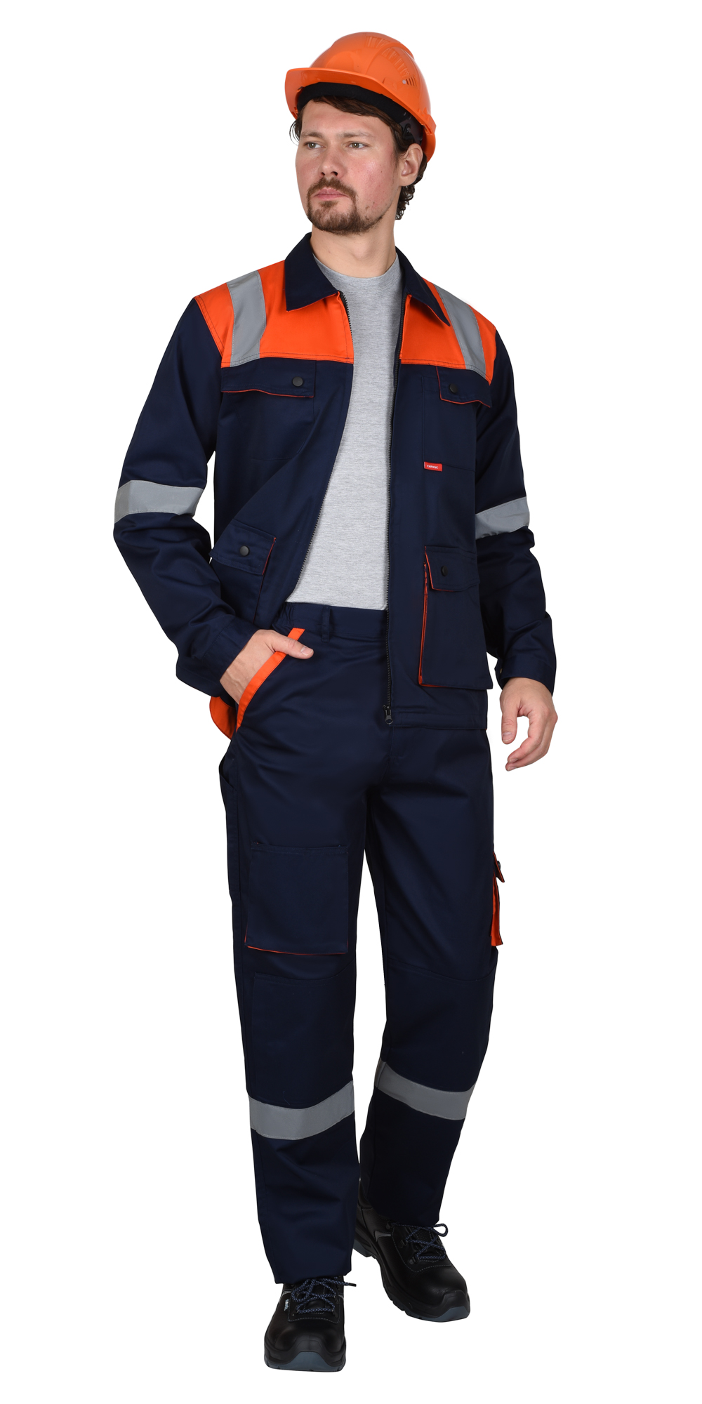 Костюм СИРИУС-БИЛДЕР куртка, брюки темно-синий с оранжевым Костюм СИРИУС-БИЛДЕР куртка, брюки темно-синий с оранжевым