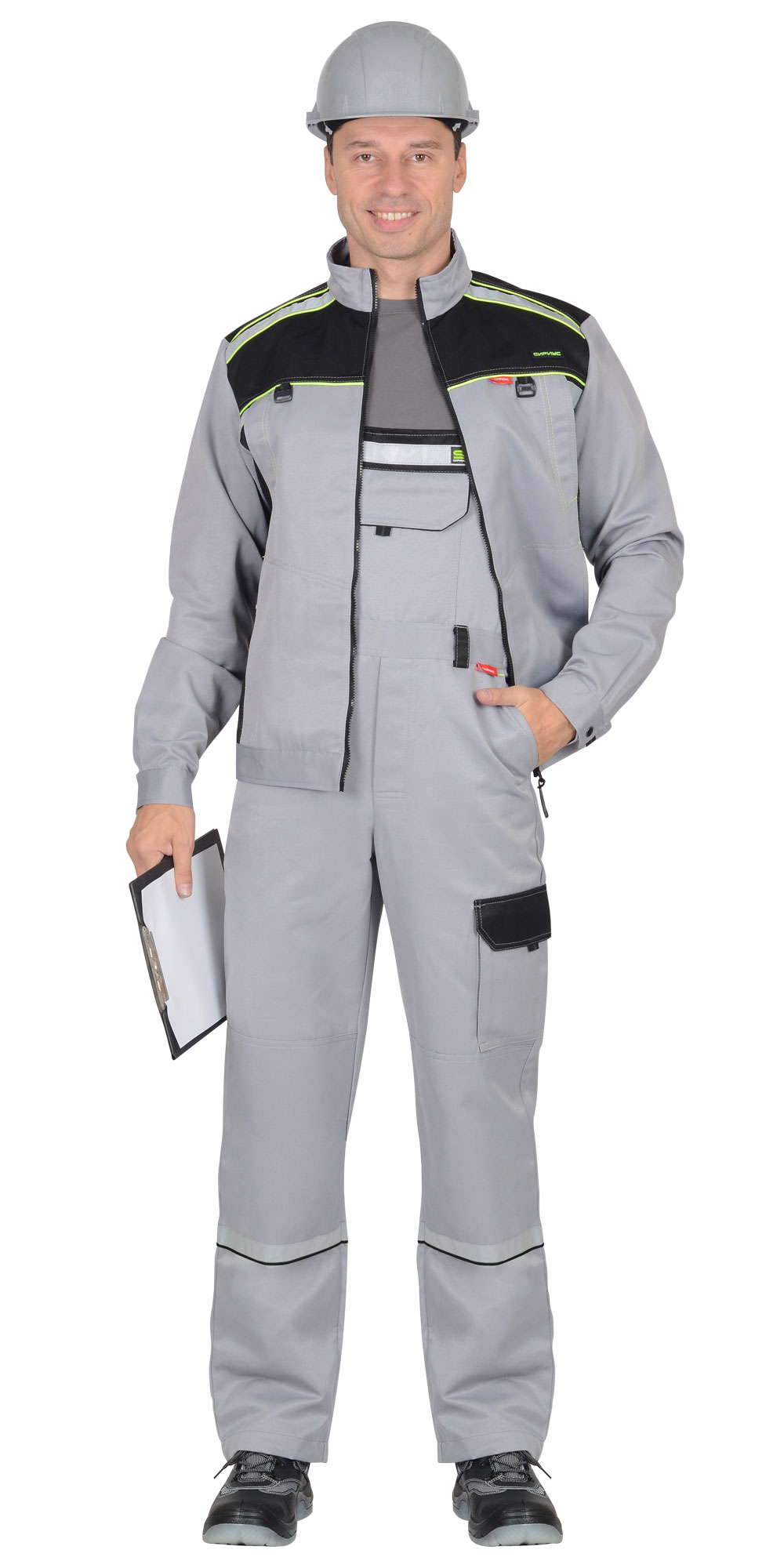 Костюм СИРИУС-ПРАКТИК куртка, п/к св. серый с черным Костюм СИРИУС-ПРАКТИК куртка, п/к св. серый с черным