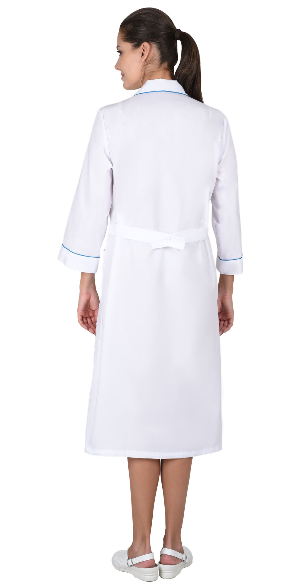 Халат СИРИУС-НИКА женский белый с бирюзовым Халат СИРИУС-НИКА женский белый с бирюзовым