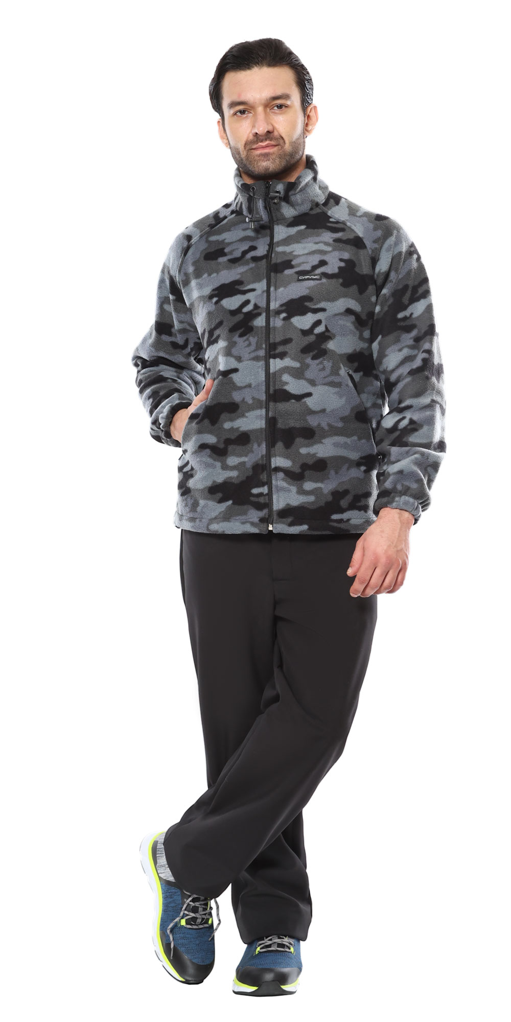 Куртка флисовая КМФ Мультикам серый Куртка флисовая КМФ Мультикам серый