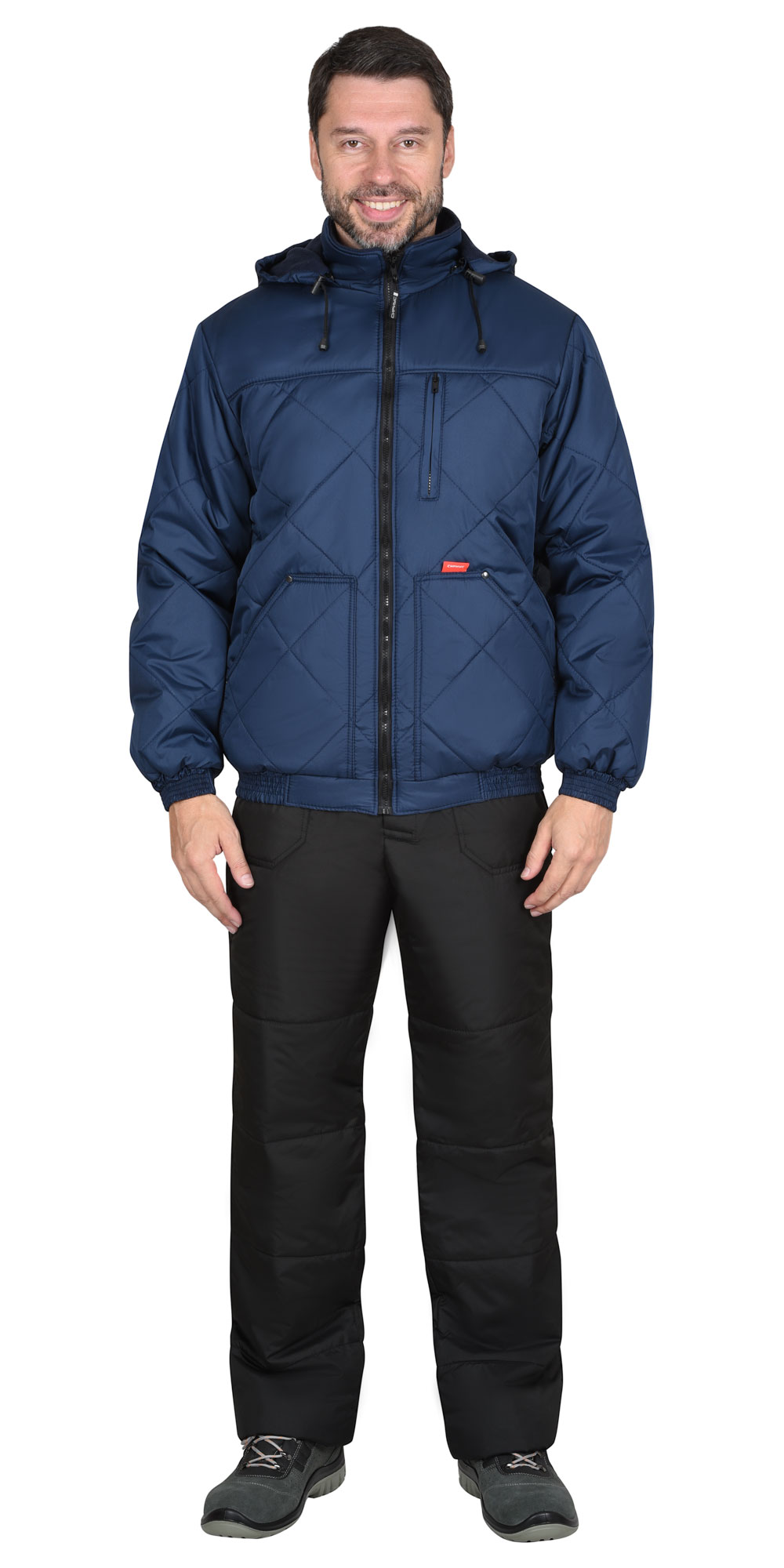 Куртка СИРИУС-ПРАГА-ЛЮКС короткая с капюшоном, темно-синяя Куртка СИРИУС-ПРАГА-ЛЮКС короткая с капюшоном, темно-синяя