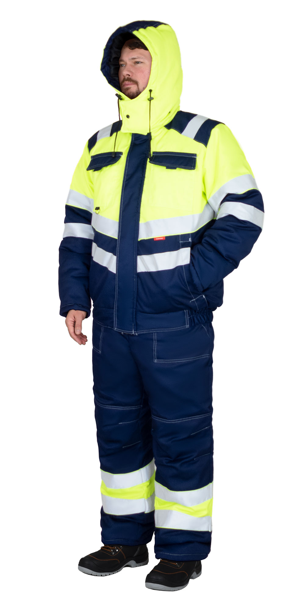 Костюм СИРИУС-НАВИГАТОР-2 зимний, куртка кор., полукомбинезон, синий с лимонным и СОП