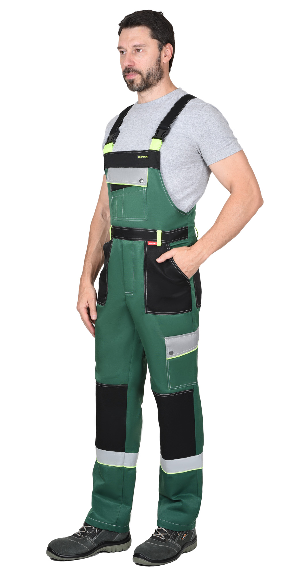 Костюм СИРИУС-ПОЛИНОМ муж., кур. кор., п/к. зеленый с черным и св.серым и СОП 50мм Костюм СИРИУС-ПОЛИНОМ муж., кур. кор., п/к. зеленый с черным и св.серым и СОП 50мм