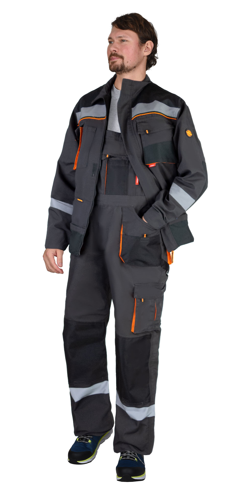 Костюм СИРИУС-СПБ куртка, п/к, темно-серый с черным и СОП Костюм СИРИУС-СПБ куртка, п/к, темно-серый с черным и СОП