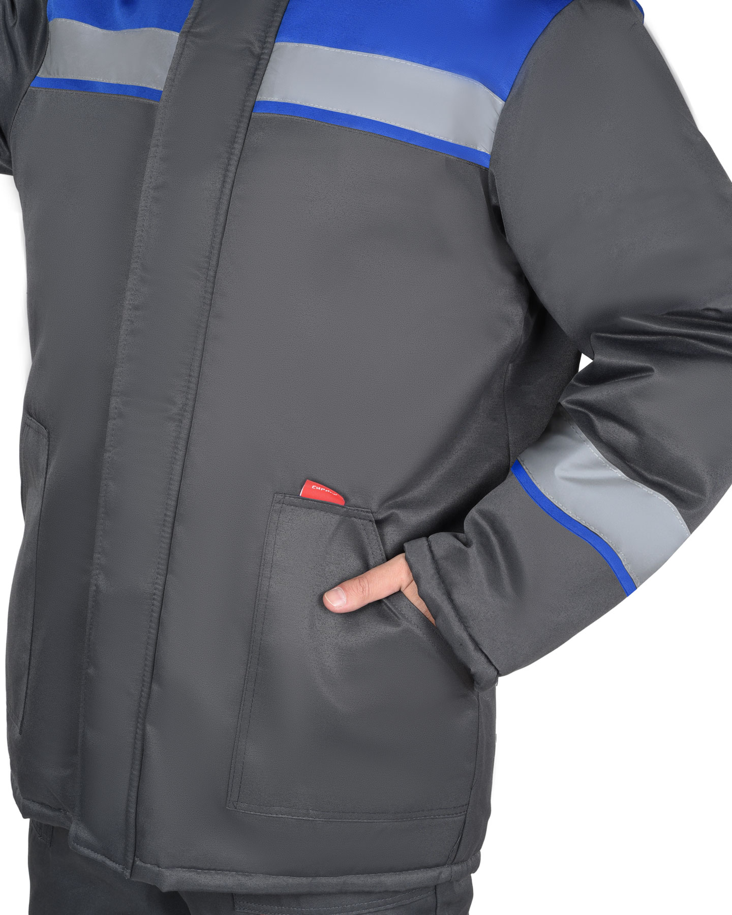 Костюм СИРИУС-РОСТ-АРКТИКА куртка, брюки, т.серый с васильковым и СОП 50 мм Костюм СИРИУС-РОСТ-АРКТИКА куртка, брюки, т.серый с васильковым и СОП 50 мм