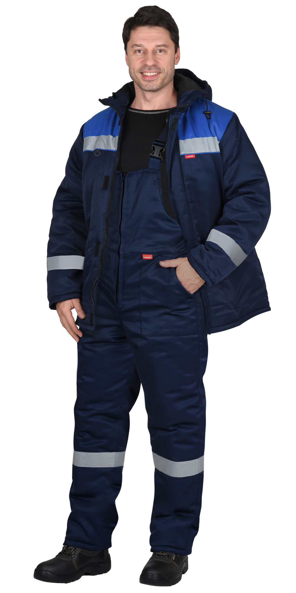 Костюм СИРИУС-РОСТ-НОРД-2 зимний, куртка, п/к, темно-синий с васильковым и СОП Костюм СИРИУС-РОСТ-НОРД-2 зимний, куртка, п/к, темно-синий с васильковым и СОП