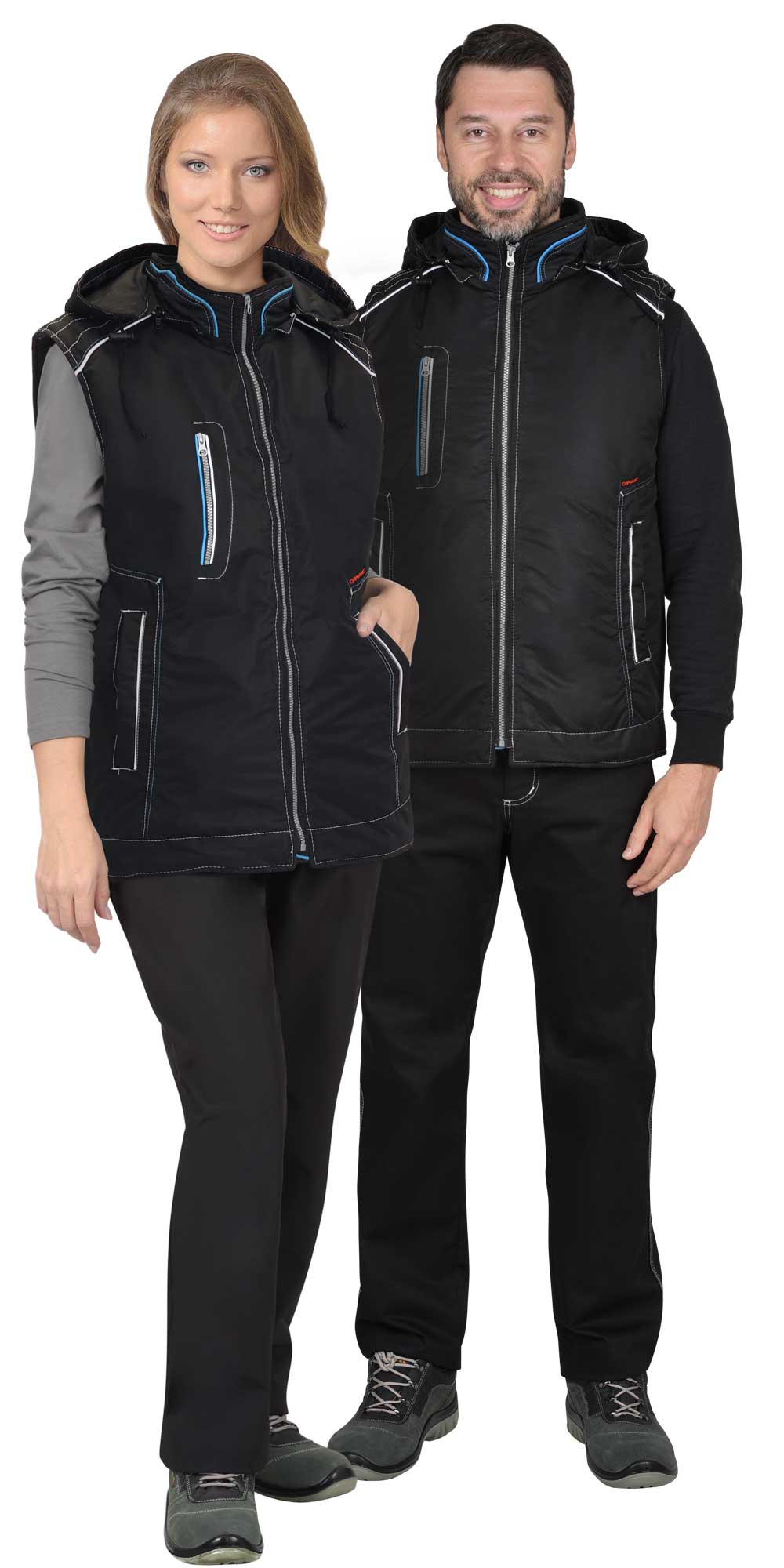 Жилет СИРИУС-АЛЕКС утепленный с капюшоном чёрный Жилет СИРИУС-АЛЕКС утепленный с капюшоном чёрный