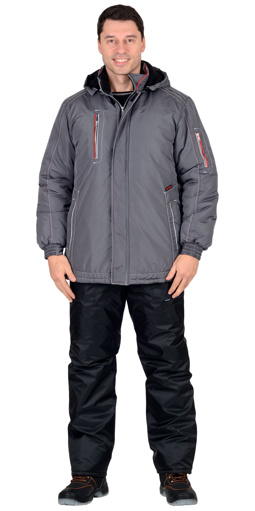 Куртка СИРИУС-АЛЕКС темно-серая с красной отделкой Куртка СИРИУС-АЛЕКС темно-серая с красной отделкой