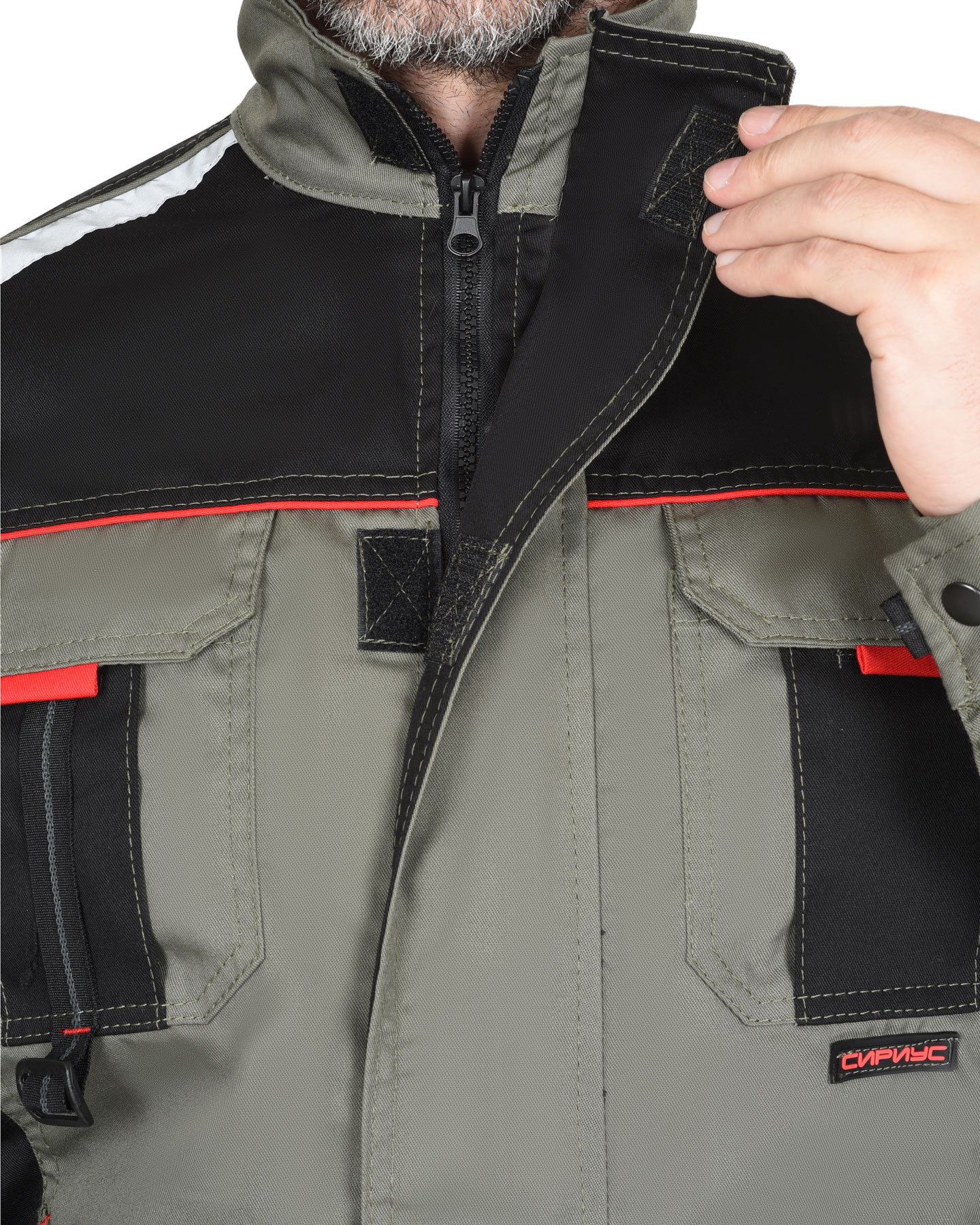 Костюм СИРИУС-СТАН куртка, брюки оливковый с черной и красной отделкой Костюм СИРИУС-СТАН куртка, брюки оливковый с черной и красной отделкой