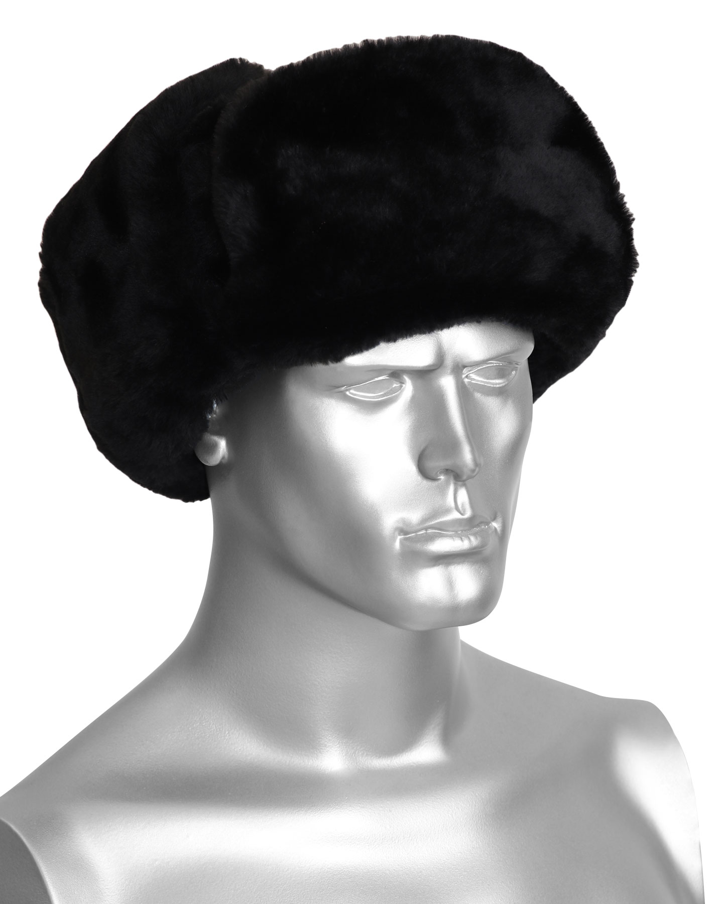 Шапка-ушанка (мутон искусственный) чёрная Шапка-ушанка (мутон искусственный) чёрная