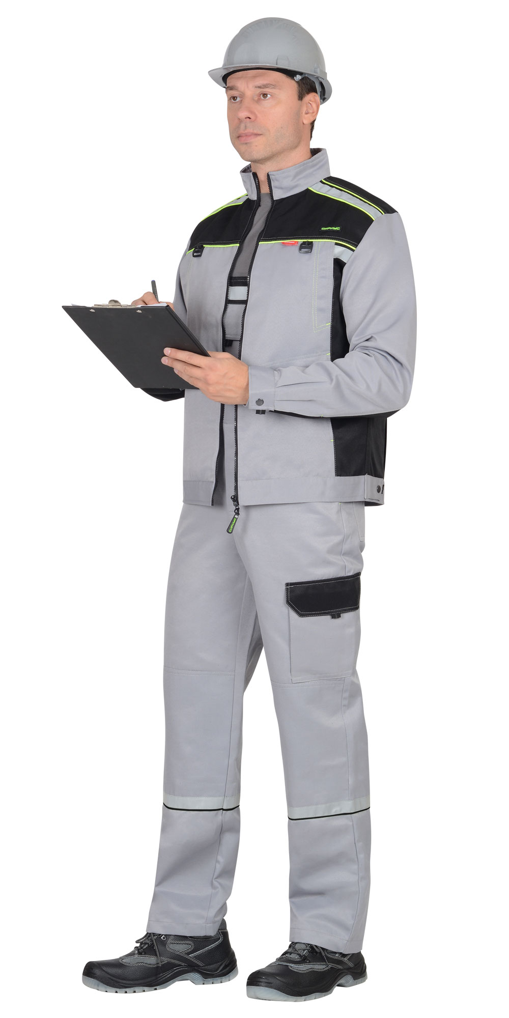 Костюм СИРИУС-ПРАКТИК куртка, п/к св. серый с черным Костюм СИРИУС-ПРАКТИК куртка, п/к св. серый с черным