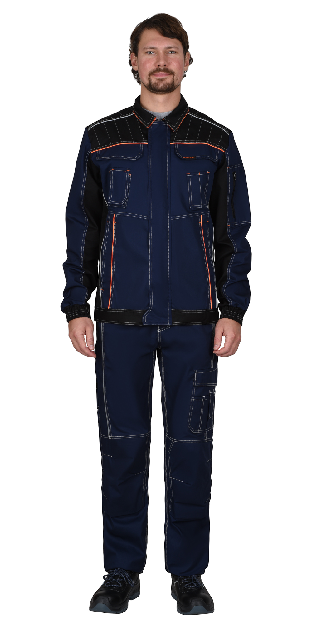 Куртка СИРИУС-ПРЕСТИЖ кор., синяя с черным и оранжевой отделкой Куртка СИРИУС-ПРЕСТИЖ кор., синяя с черным и оранжевой отделкой