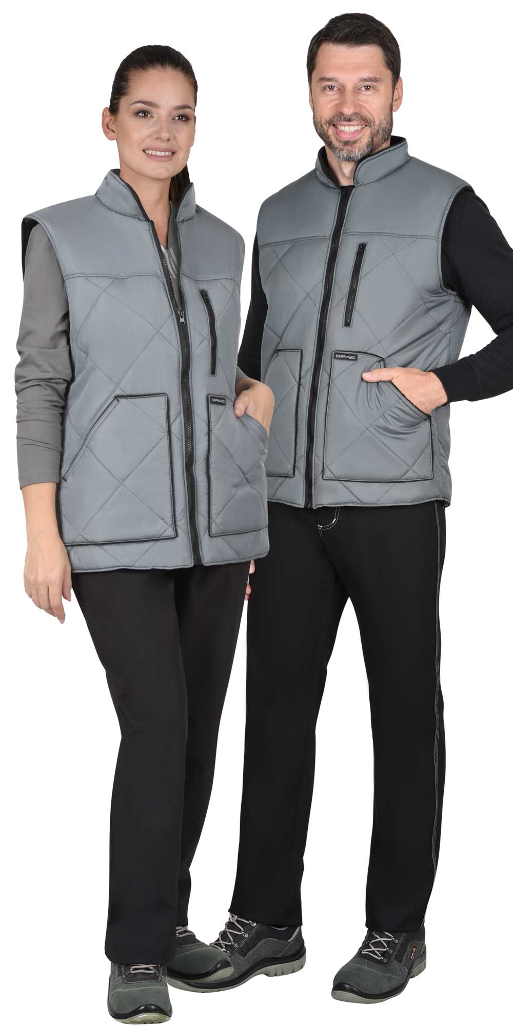 Жилет СИРИУС-ЕВРОПА удлиненный (на подкладке флис черный) графит Жилет СИРИУС-ЕВРОПА удлиненный (на подкладке флис черный) графит