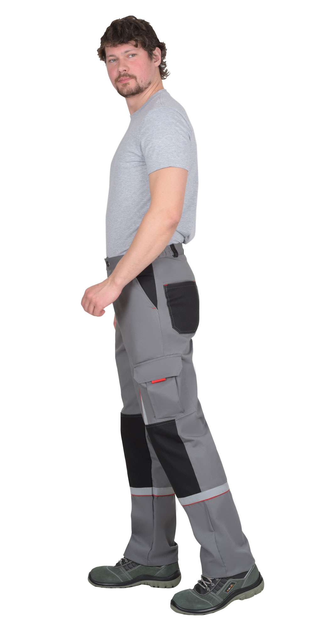 Брюки СИРИУС-СТАН ср-серые с черной и красной отделкой Брюки СИРИУС-СТАН ср-серые с черной и красной отделкой