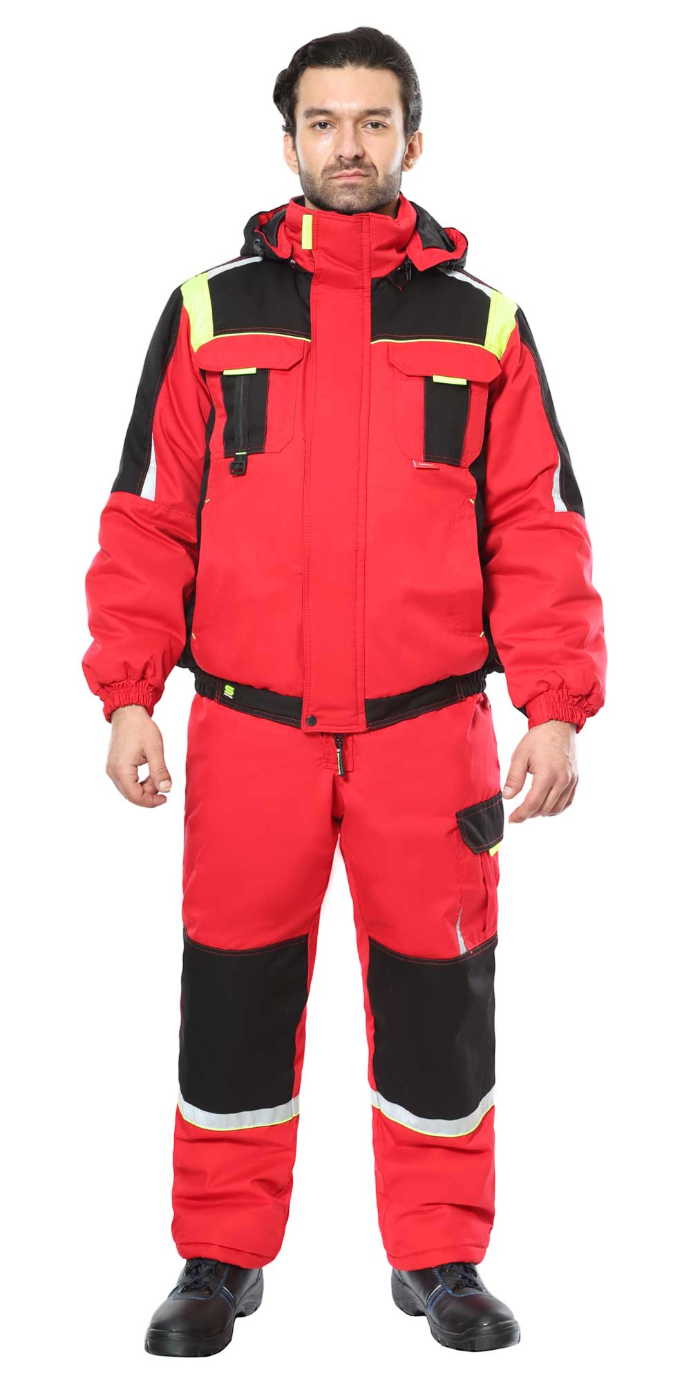 Костюм СИРИУС-СТАН куртка, п/к, красный с черным и лимонной отделкой Костюм СИРИУС-СТАН куртка, п/к, красный с черным и лимонной отделкой