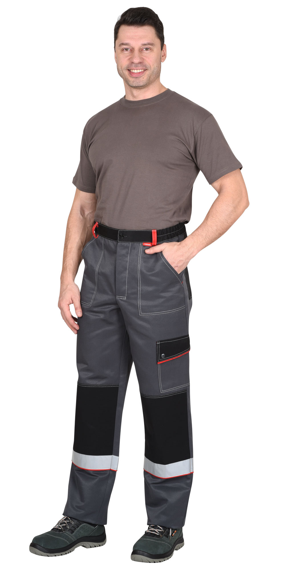 Костюм СИРИУС-ПОЛИНОМ куртка и брюки, т.серый с черным со св.серым и красным, СОП Костюм СИРИУС-ПОЛИНОМ куртка и брюки, т.серый с черным со св.серым и красным, СОП