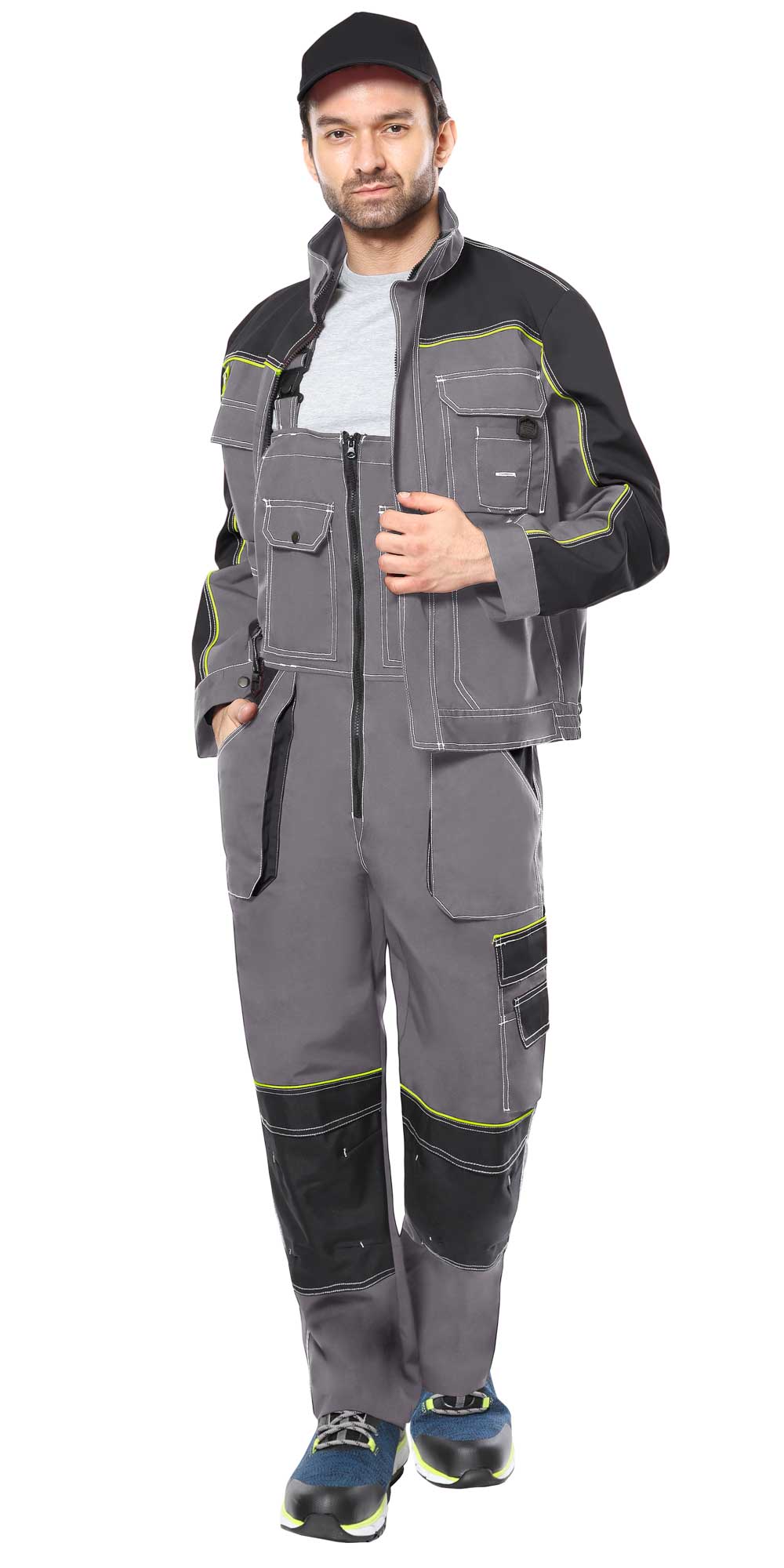 Костюм СИРИУС-АГАТ куртка, полукомбинезон, серый с черным Костюм СИРИУС-АГАТ куртка, полукомбинезон, серый с черным