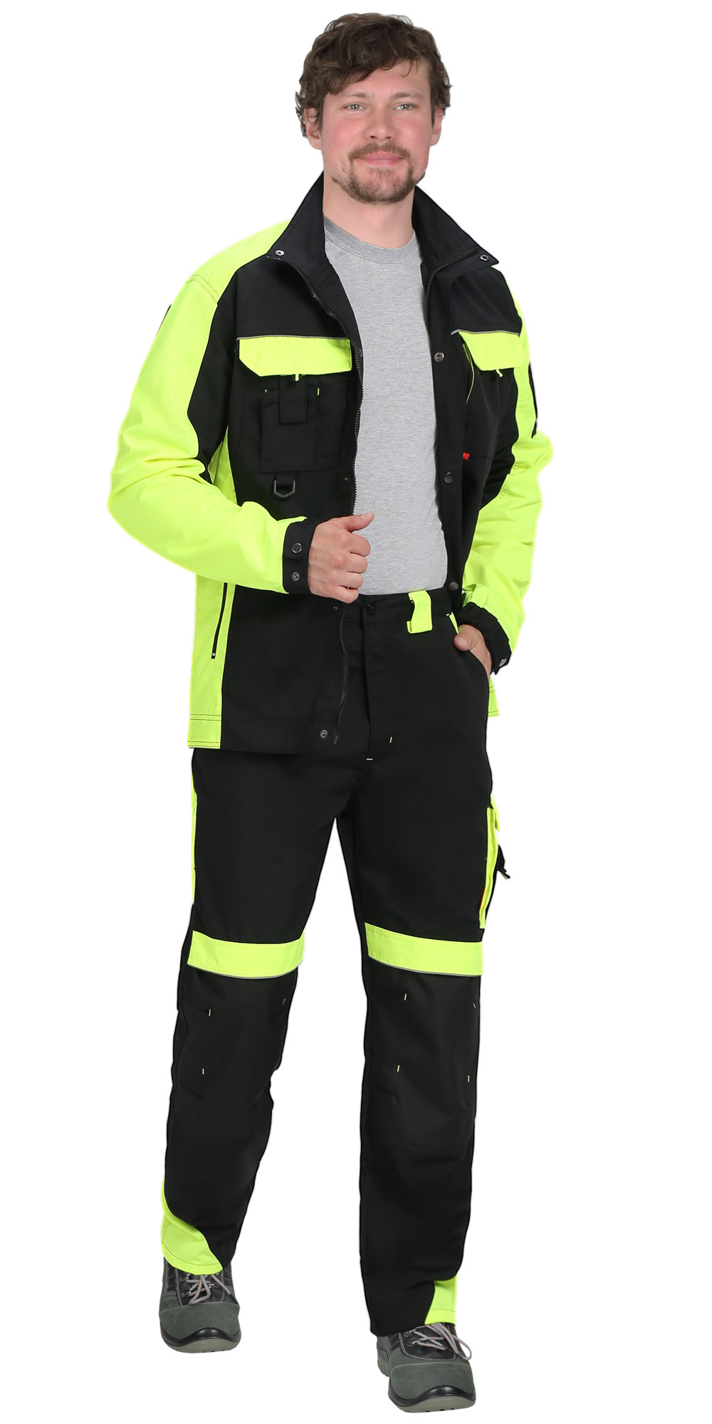 Костюм СИРИУС-ОНИКС куртка, брюки черный с лимонным Костюм СИРИУС-ОНИКС куртка, брюки черный с лимонным