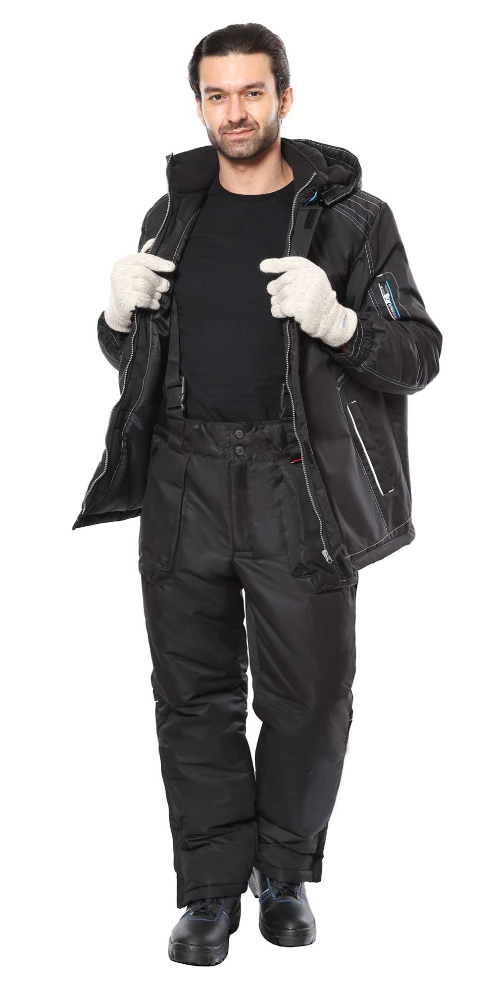 Костюм СИРИУС-АЛЕКС зимний: куртка, брюки, черный, тк.Таслан Костюм СИРИУС-АЛЕКС зимний: куртка, брюки, черный, тк.Таслан