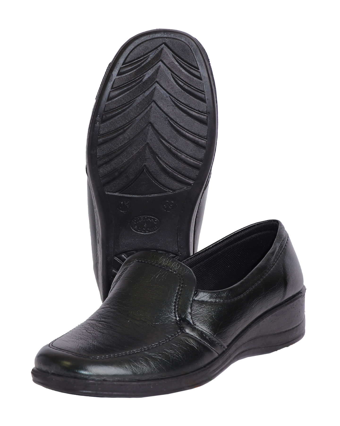 Туфли женские на резинке черные иск. кожа Туфли женские на резинке черные иск. кожа