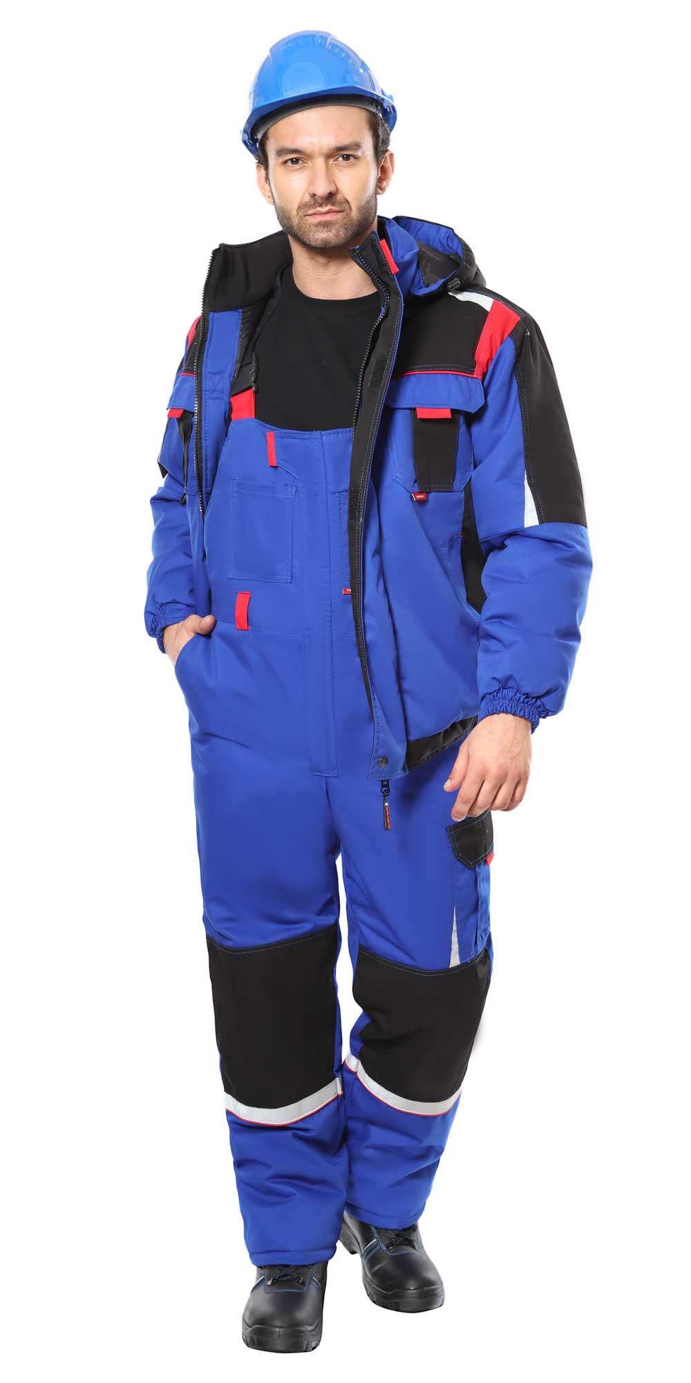 Костюм СИРИУС-СТАН зимний: куртка, п/к васильковый с черным и красным Костюм СИРИУС-СТАН зимний: куртка, п/к васильковый с черным и красным