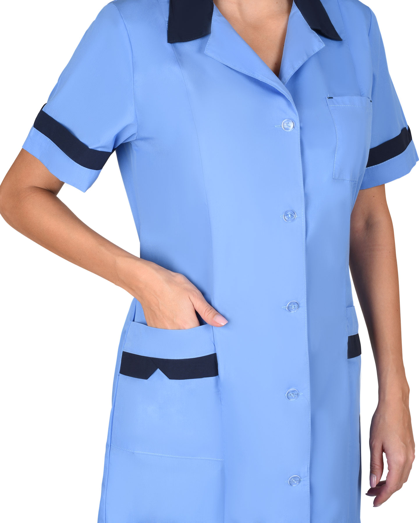 Халат СИРИУС-КЛАССИКА женский голубой с темно-синим Халат СИРИУС-КЛАССИКА женский голубой с темно-синим