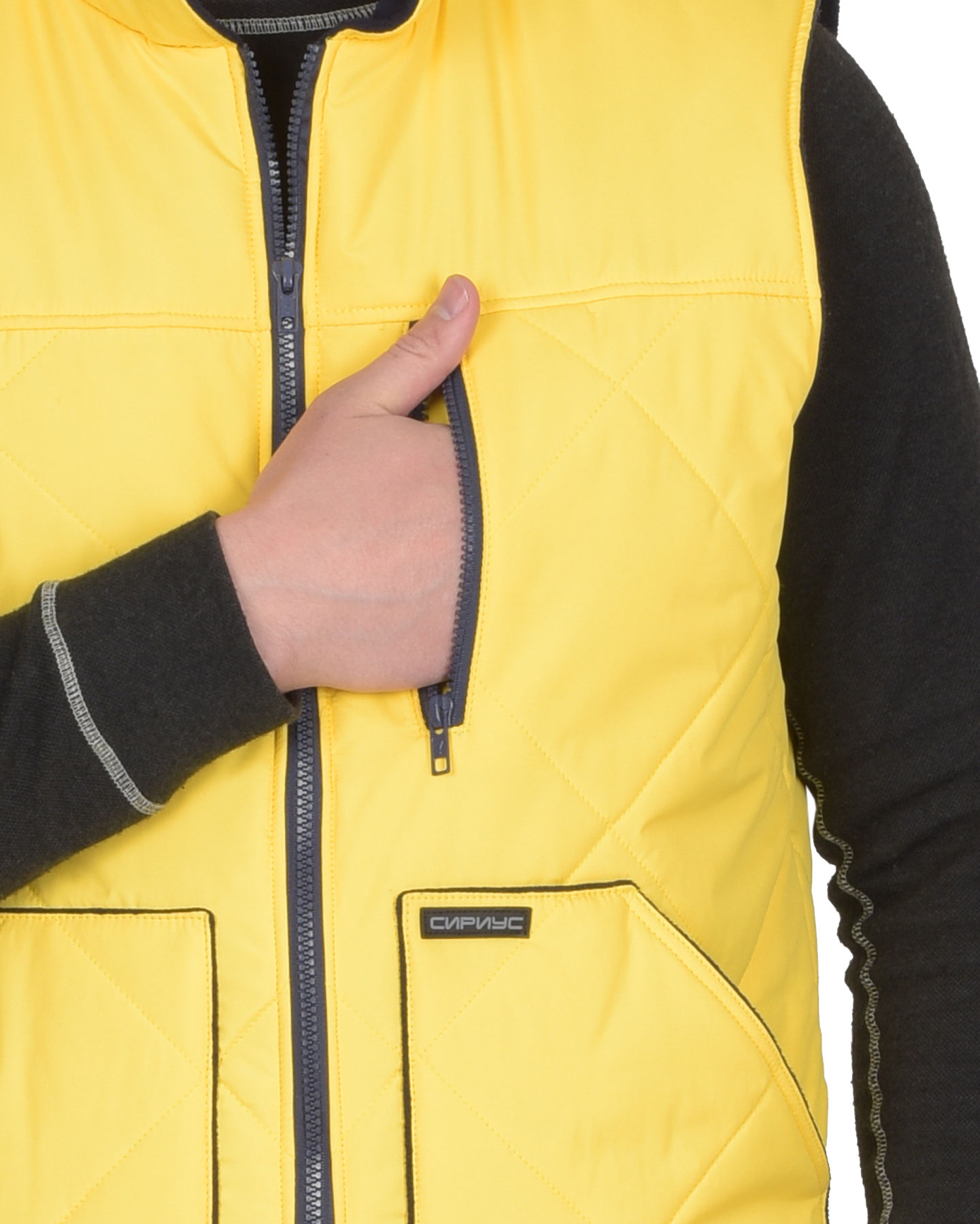 Жилет СИРИУС-ЕВРОПА удлиненный (на подкладке флис синий) желтый Жилет СИРИУС-ЕВРОПА удлиненный (на подкладке флис синий) желтый