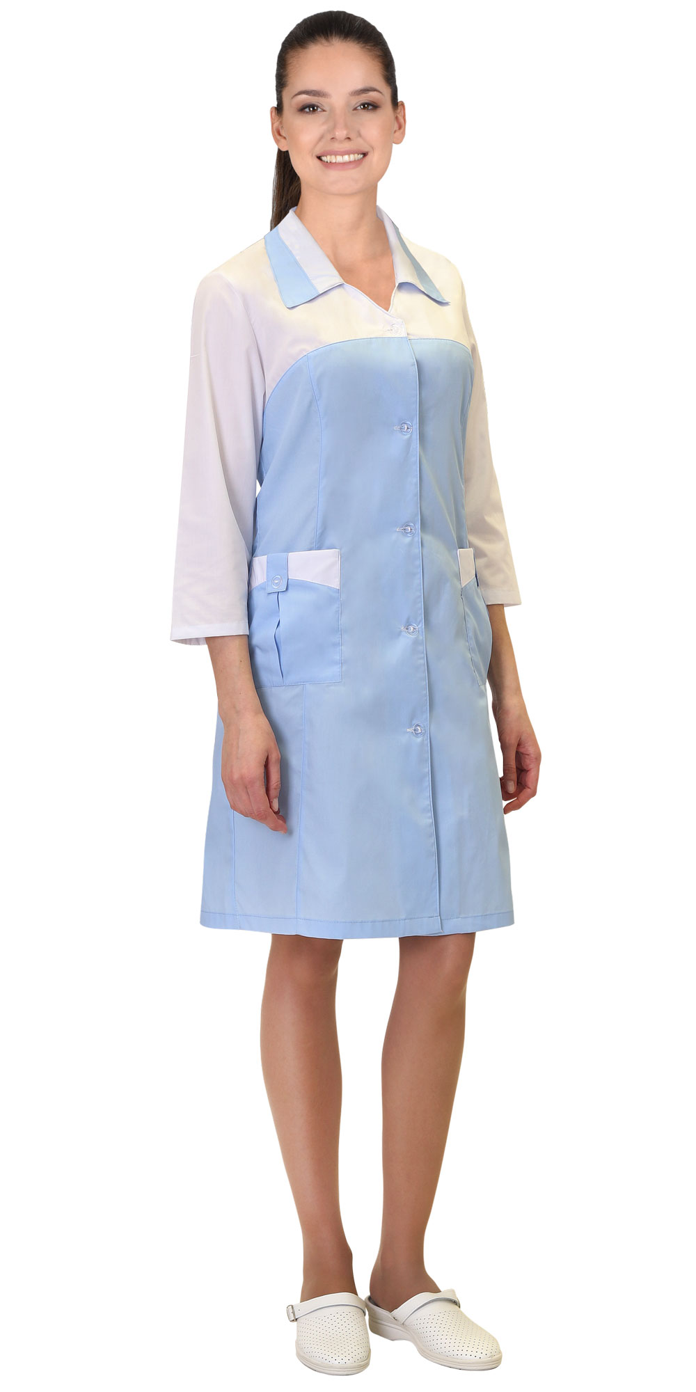 Халат СИРИУС-ВЕНЕРА женский белый с голубым Халат СИРИУС-ВЕНЕРА женский белый с голубым