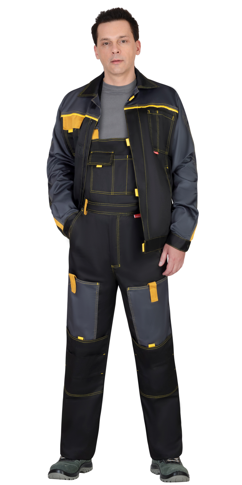 Костюм СИРИУС-ФАВОРИТ куртка, п/к, черный с темно-серым Костюм СИРИУС-ФАВОРИТ куртка, п/к, черный с темно-серым