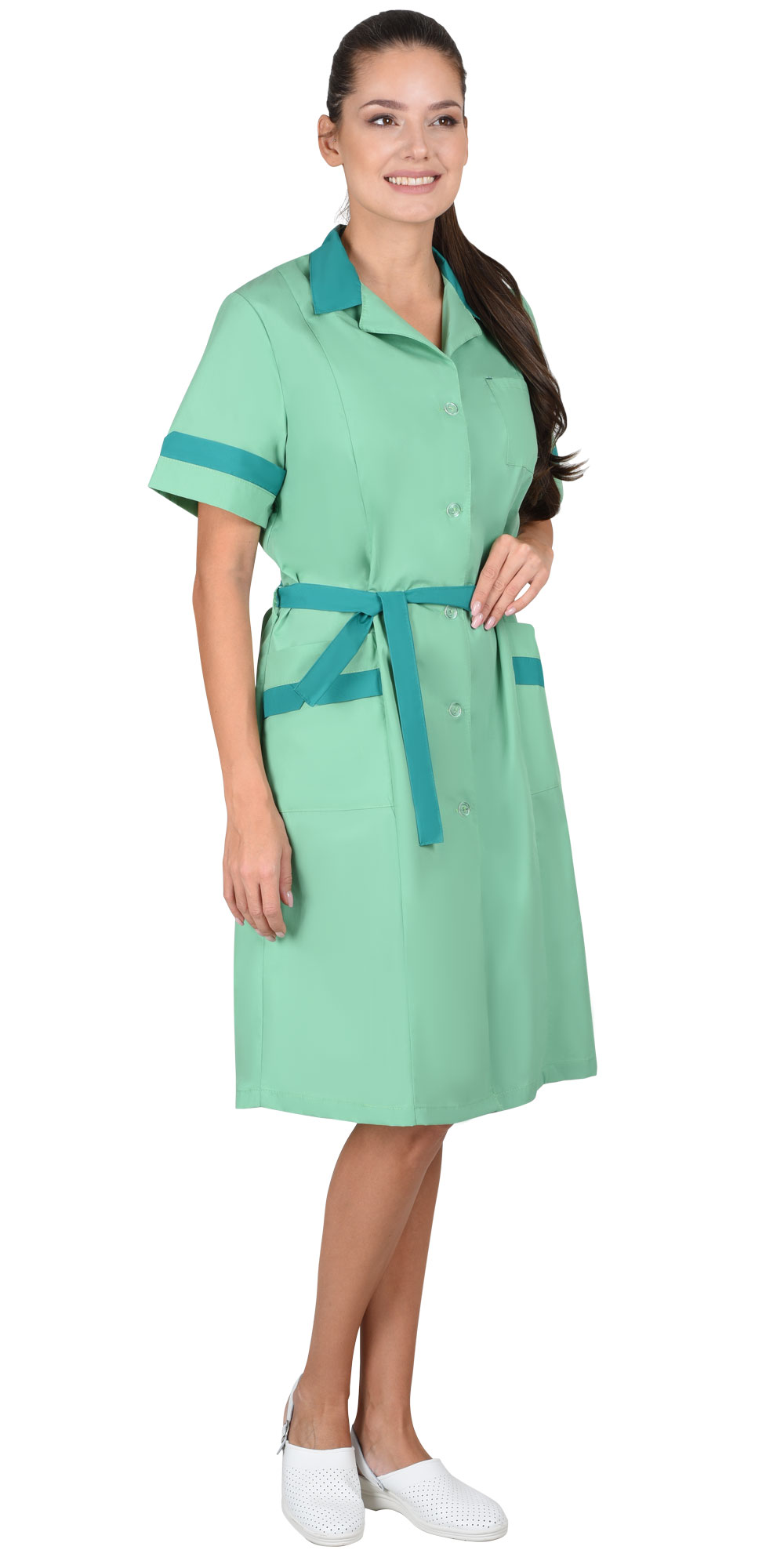 Халат СИРИУС-КЛАССИКА женский мятный с темно-зеленым (СТ) Халат СИРИУС-КЛАССИКА женский мятный с темно-зеленым (СТ)