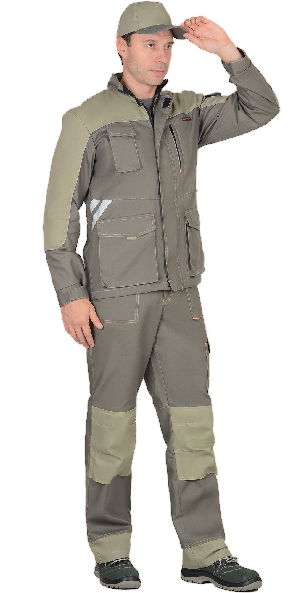 Костюм СИРИУС-ВЕСТ-ВОРК куртка дл, п/к т.оливковый со св.оливковым пл. 275 г/кв.м Костюм СИРИУС-ВЕСТ-ВОРК куртка дл, п/к т.оливковый со св.оливковым пл. 275 г/кв.м