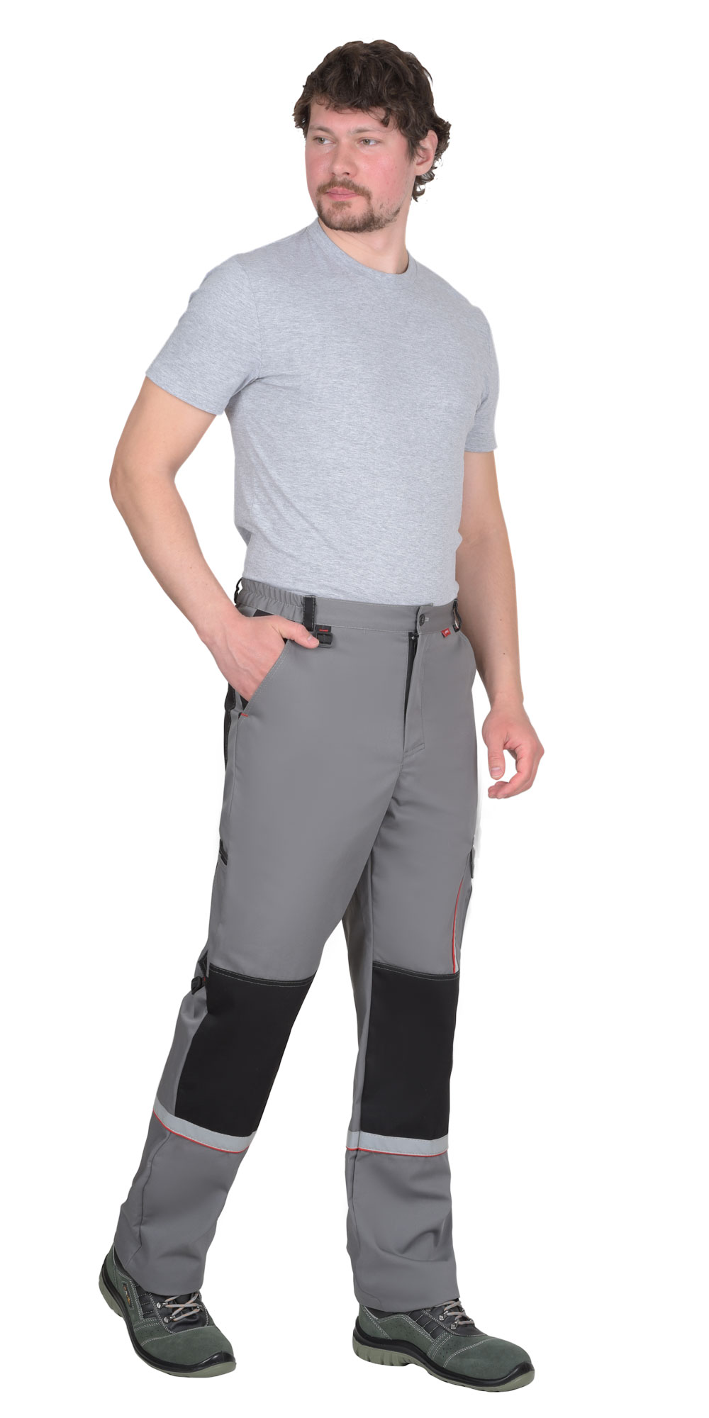 Брюки СИРИУС-СТАН ср-серые с черной и красной отделкой Брюки СИРИУС-СТАН ср-серые с черной и красной отделкой