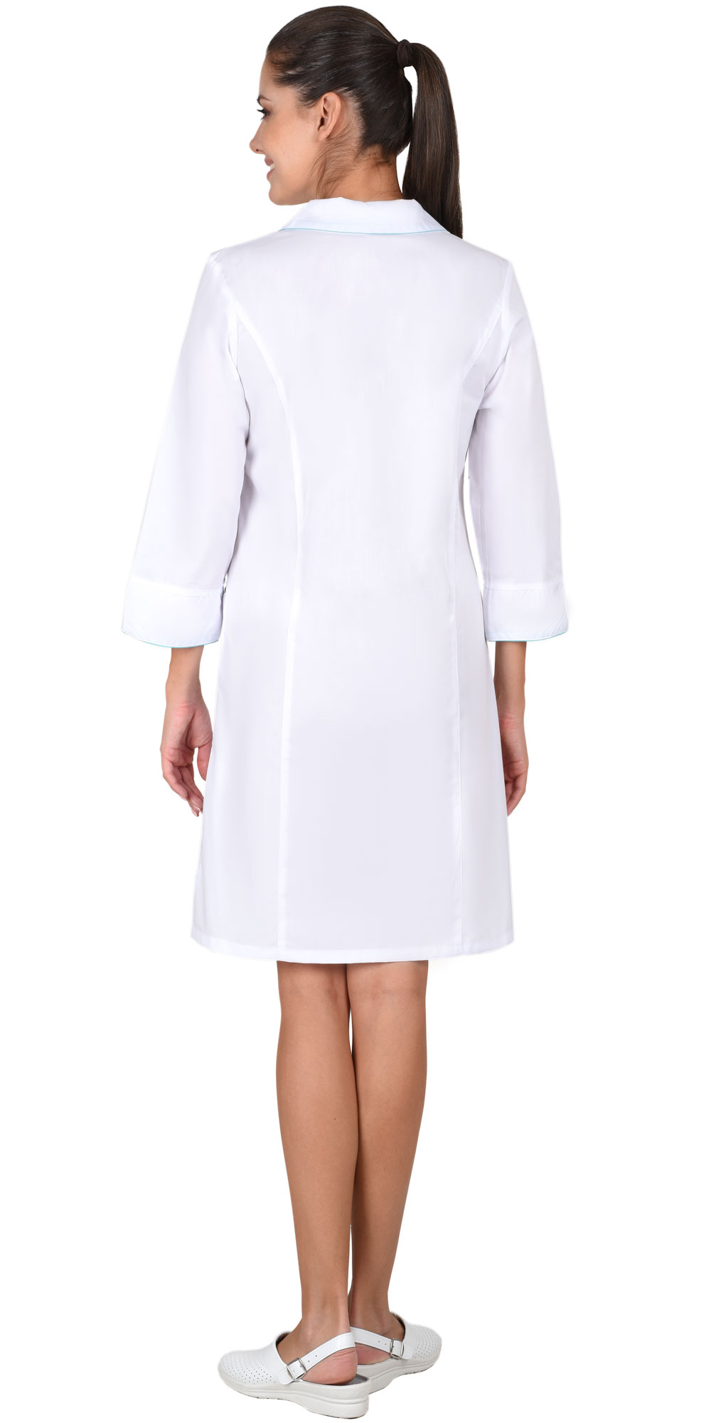 Халат СИРИУС-ЖАСМИН женский белый со светло-бирюзовым Халат СИРИУС-ЖАСМИН женский белый со светло-бирюзовым