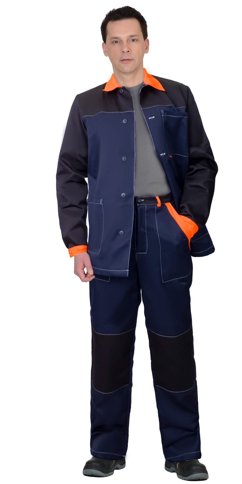 Костюм СИРИУС-АСПЕКТ куртка длин., брюки, синий с черным и оранжевой отделкой Костюм СИРИУС-АСПЕКТ куртка длин., брюки, синий с черным и оранжевой отделкой