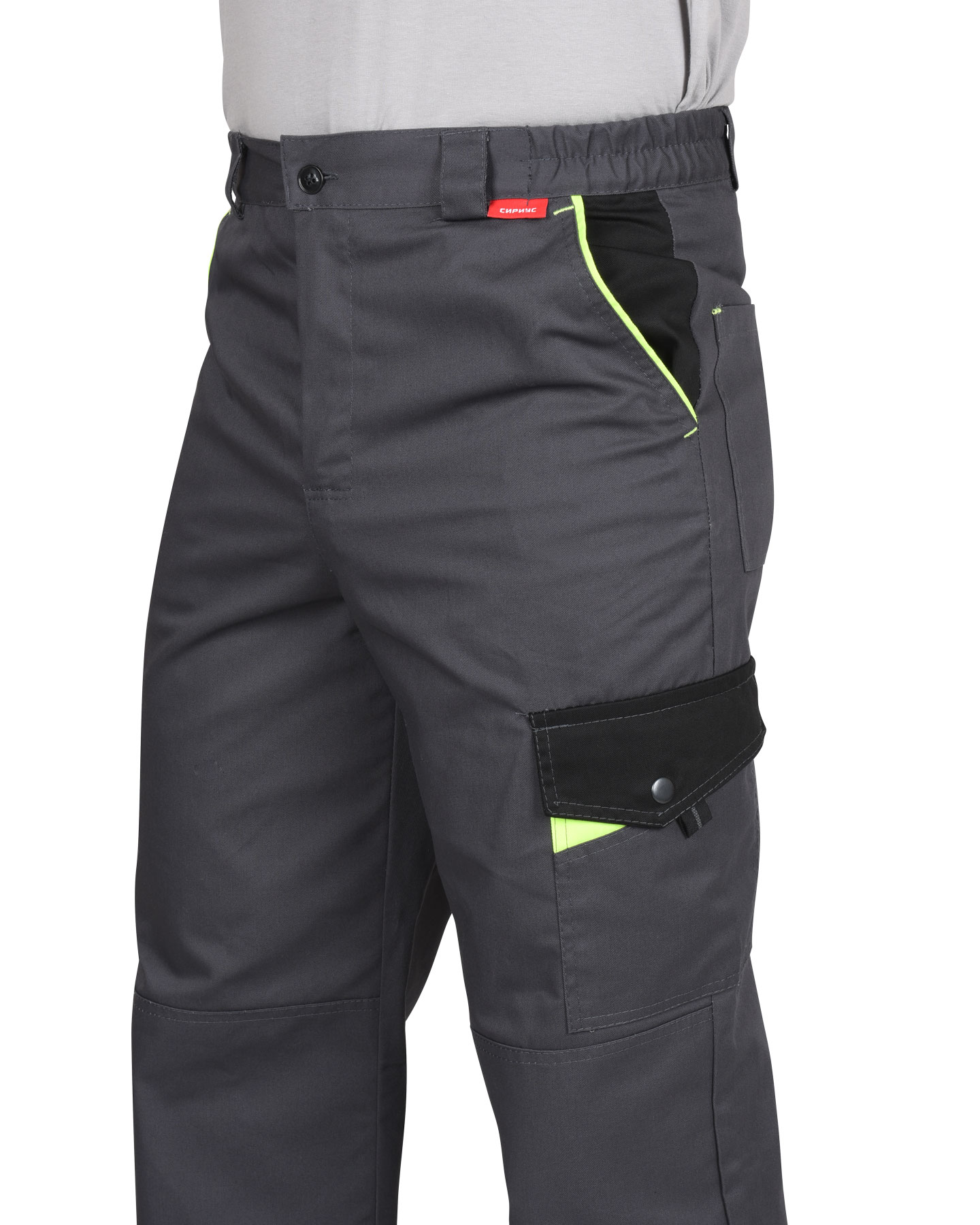 Брюки СИРИУС-ХОВАРД т. серый с черным, лимонная отделка Брюки СИРИУС-ХОВАРД т. серый с черным, лимонная отделка