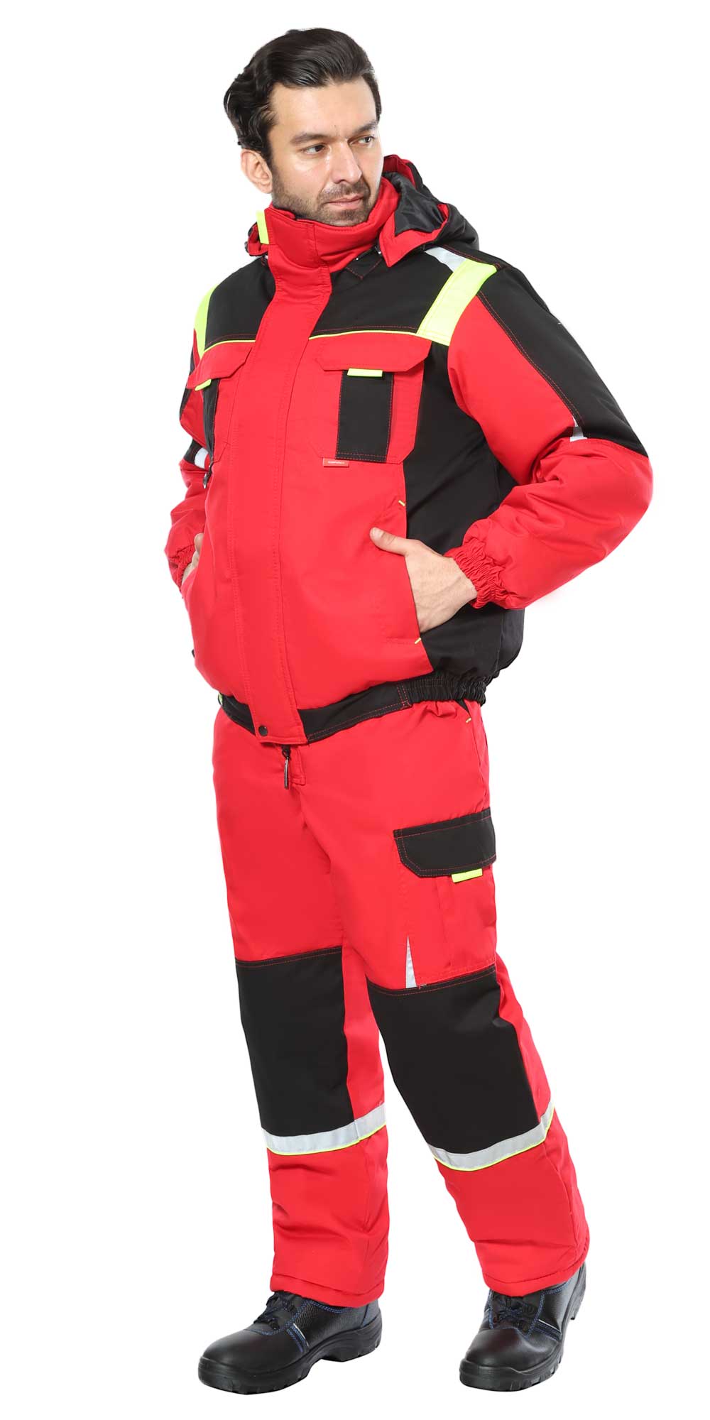Костюм СИРИУС-СТАН куртка, п/к, красный с черным и лимонной отделкой Костюм СИРИУС-СТАН куртка, п/к, красный с черным и лимонной отделкой