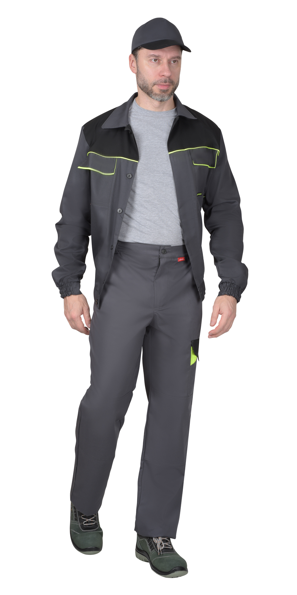 Костюм СИРИУС-ХОВАРД-МАСТЕР летний: куртка, брюки, темно-серый с черной и лимонной отделкой Костюм СИРИУС-ХОВАРД-МАСТЕР летний: куртка, брюки, темно-серый с черной и лимонной отделкой