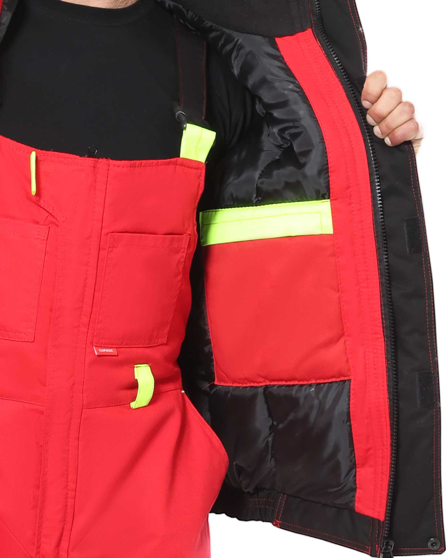 Костюм СИРИУС-СТАН куртка, п/к, красный с черным и лимонной отделкой Костюм СИРИУС-СТАН куртка, п/к, красный с черным и лимонной отделкой