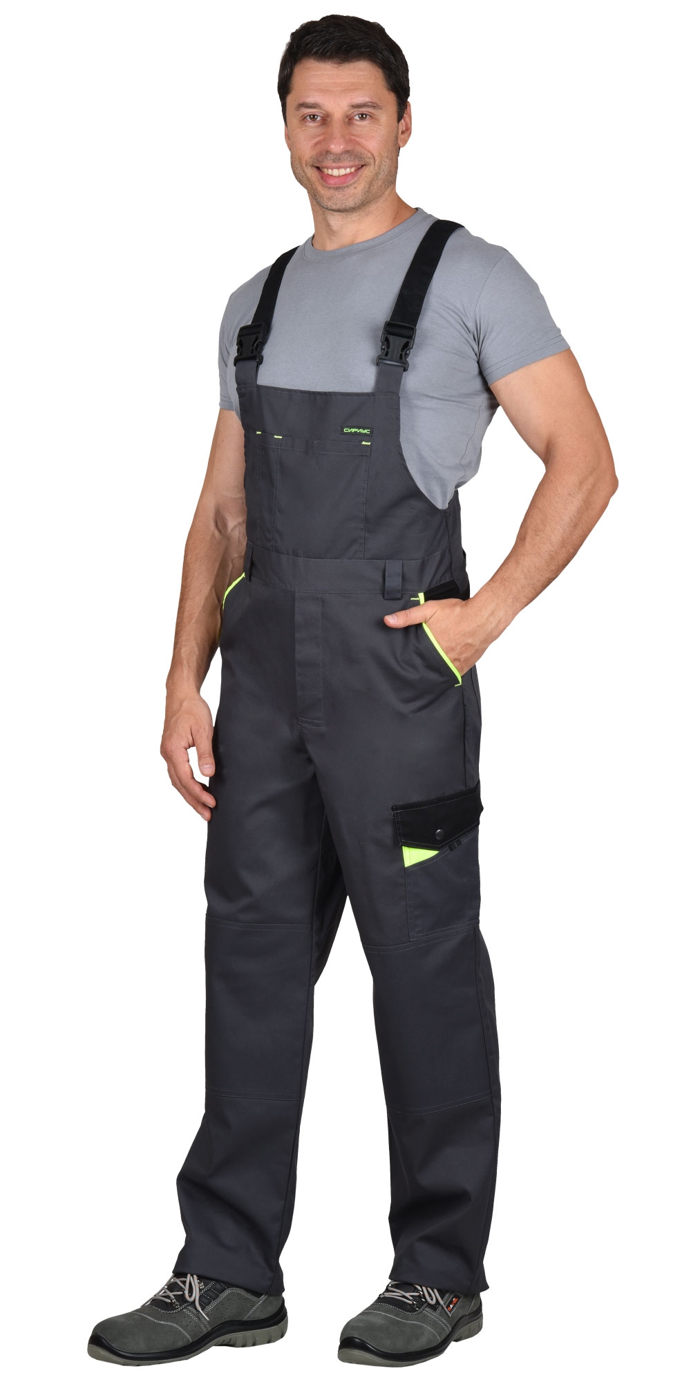 Костюм СИРИУС-ХОВАРД-МАСТЕР летний: куртка, полукомбинезон, темно-серый с черной и лимонной отд. Костюм СИРИУС-ХОВАРД-МАСТЕР летний: куртка, полукомбинезон, темно-серый с черной и лимонной отд.